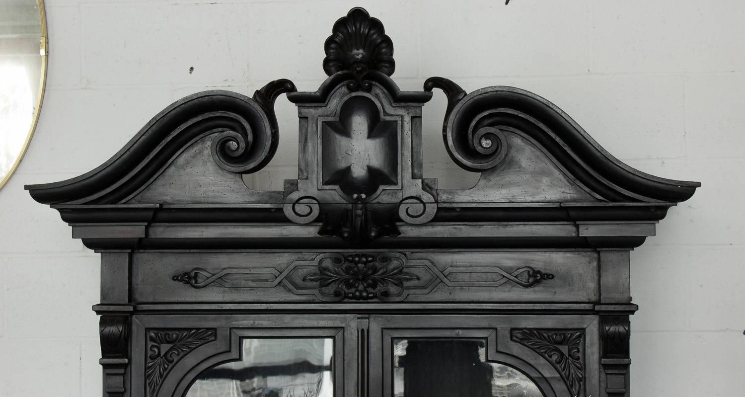 Wood Large and Unusual French 19th Century Bookcase For Sale