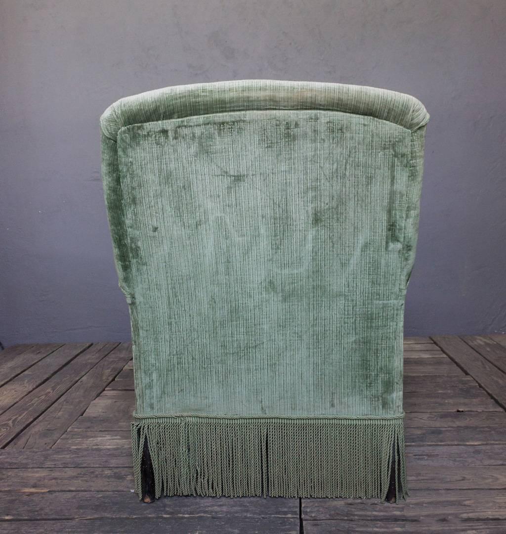 19th Century French  Napoleon III Light Green Tufted Back Chaise Longue