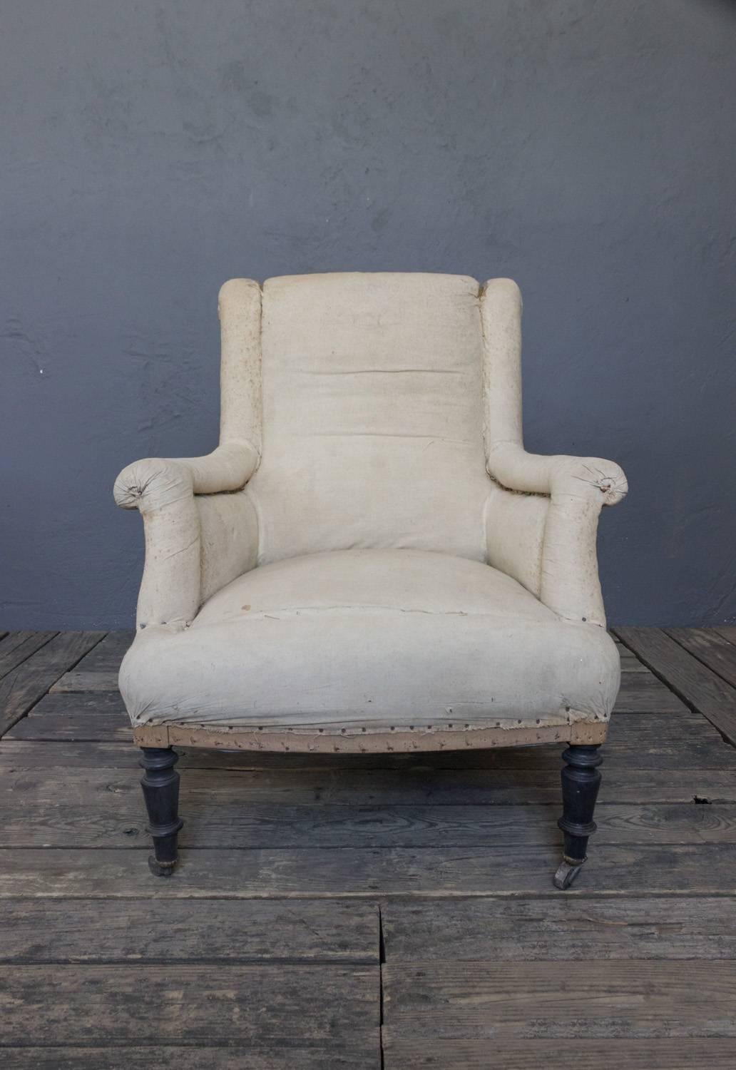 Pair of French 19th Century Napoleon III Scrolled Armchairs 1