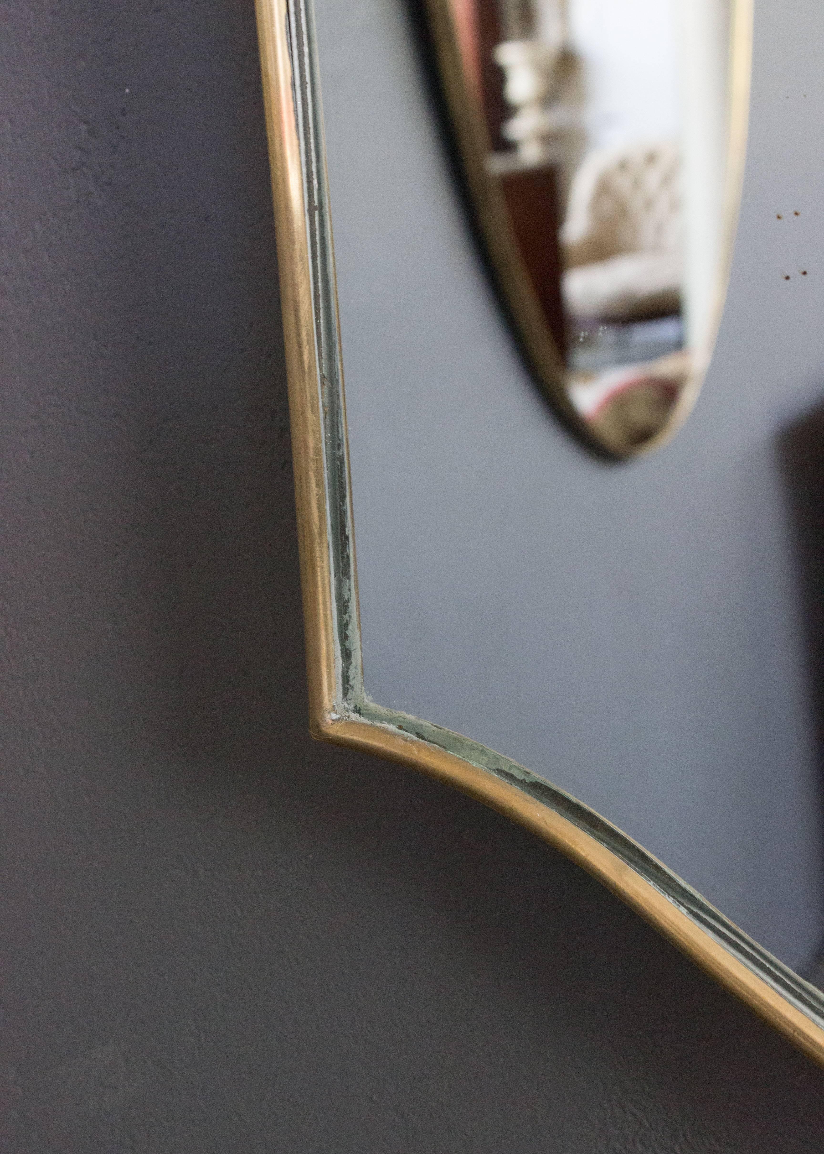 Mid-Century Modern Italian Brass Mirror In Good Condition In Buchanan, NY