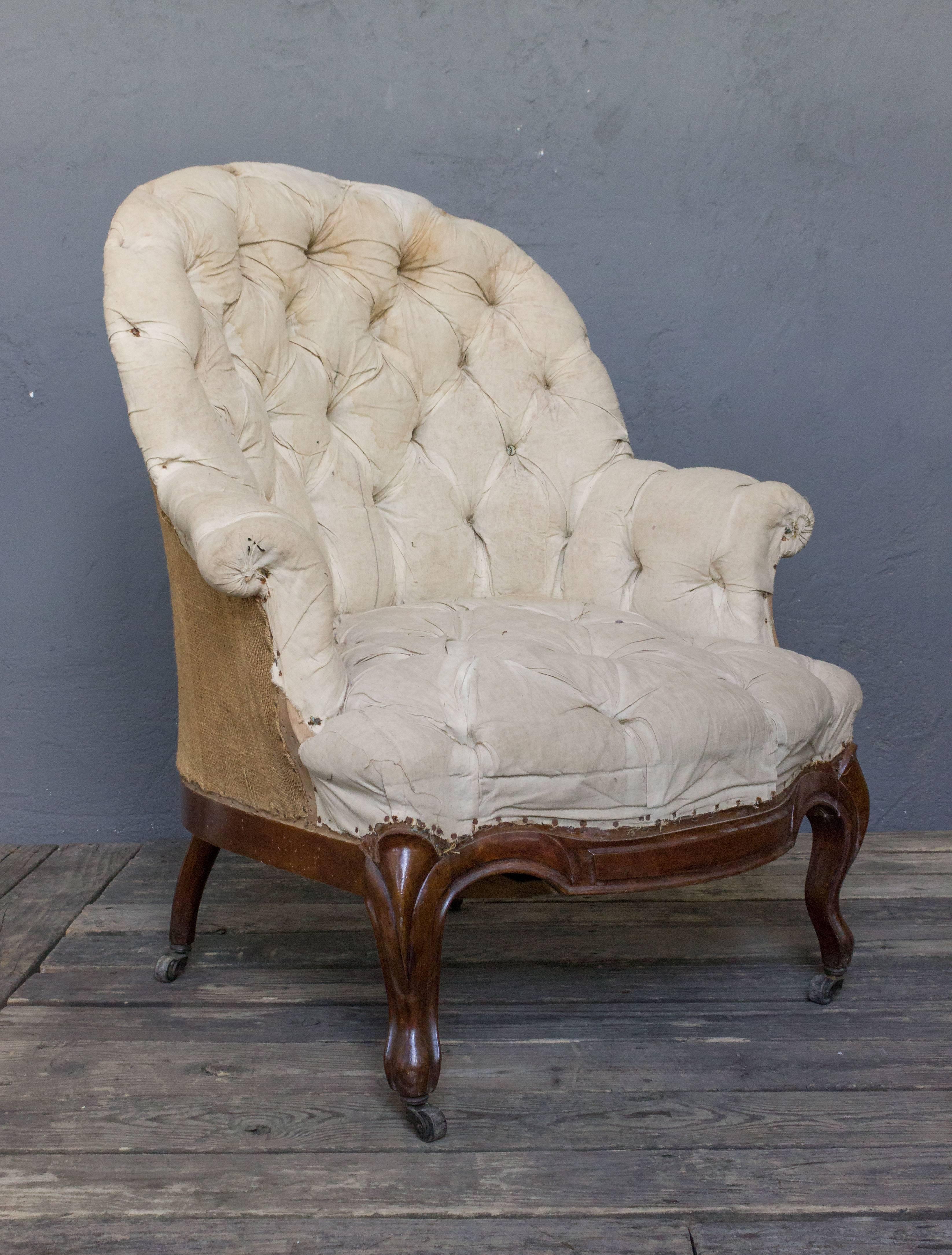 Pair of Large French 19th Century Armchairs with Cabriole Legs 3
