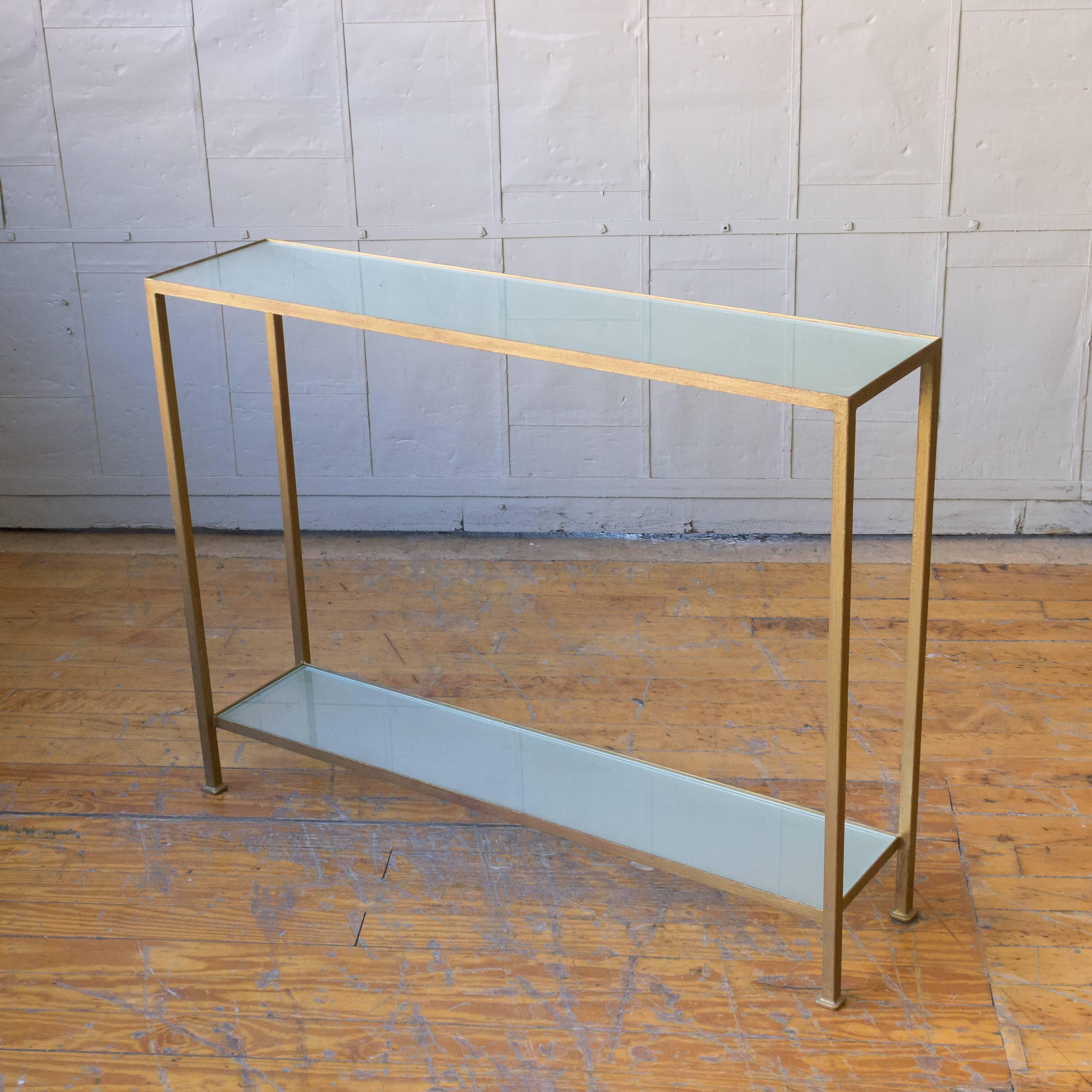 Marcelo Console Table with Sandblasted Glass Shelves 1