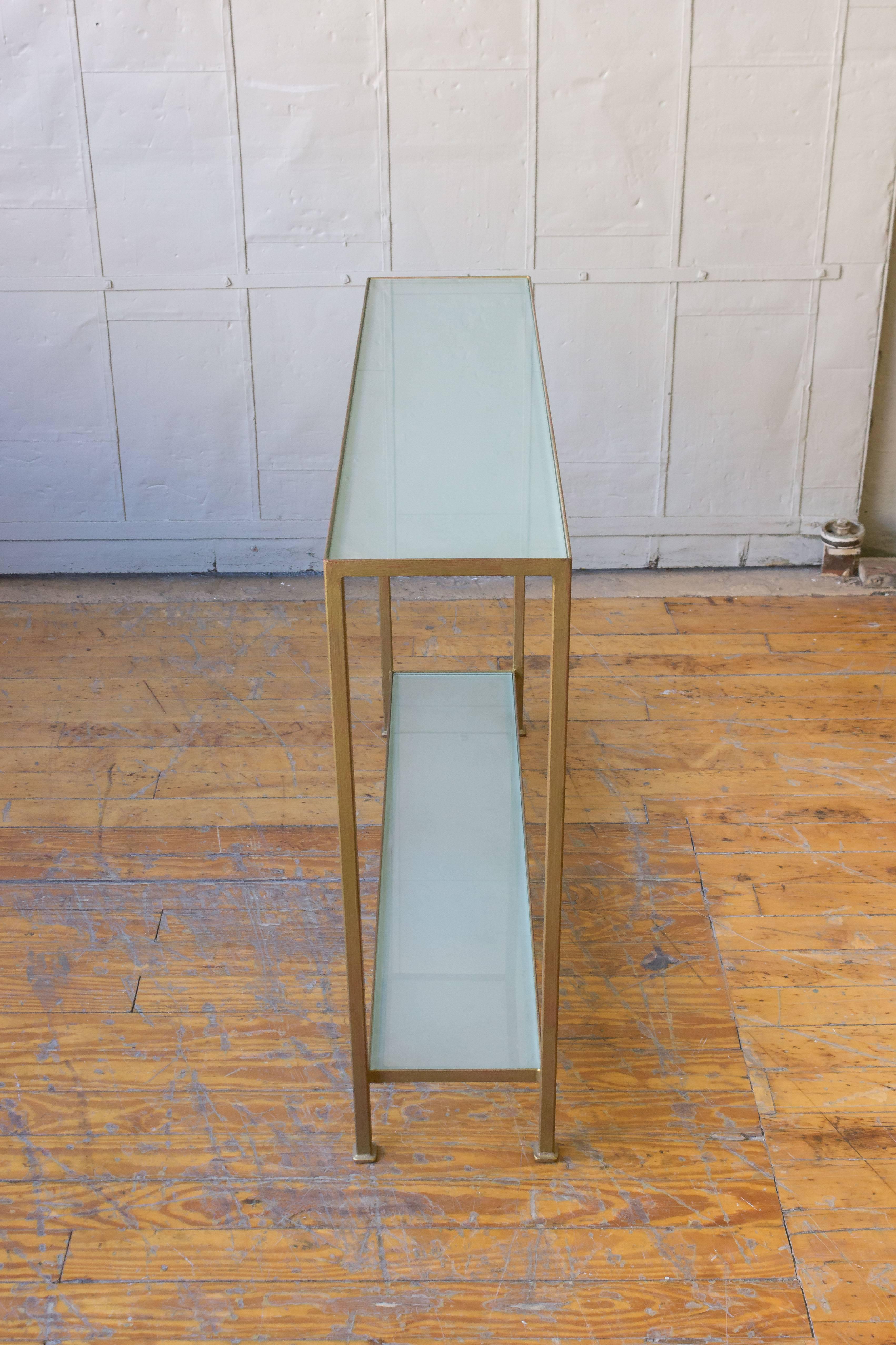 Contemporary Marcelo Console Table with Sandblasted Glass Shelves For Sale