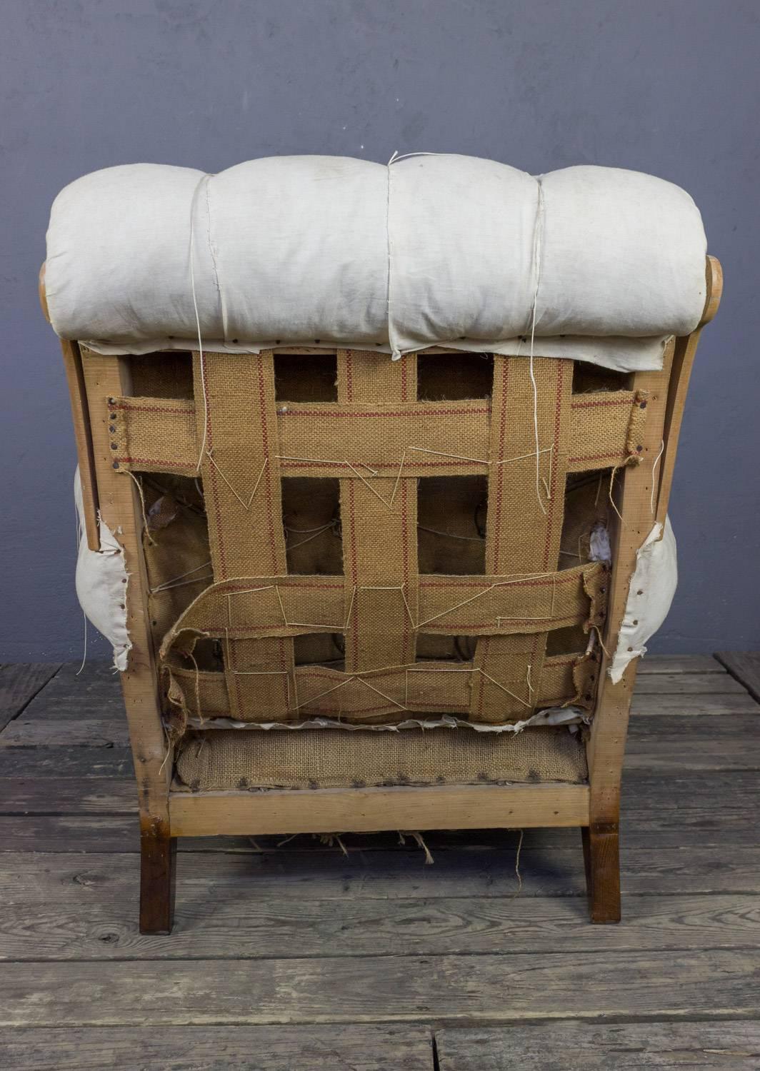 Large Tufted Armchair and Ottoman In Good Condition In Buchanan, NY