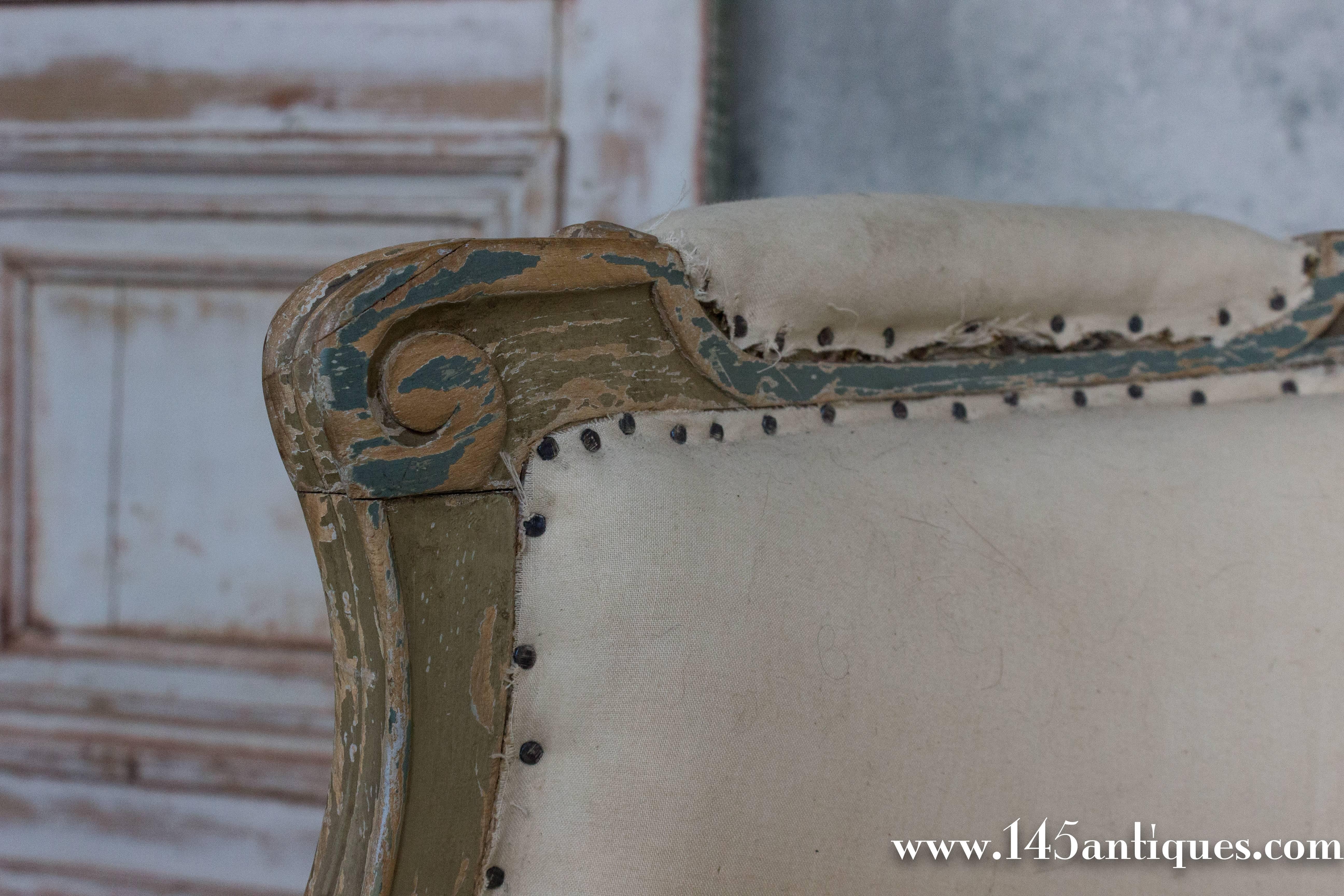 Small 19th Century Settee with Distressed Paint Finish 5