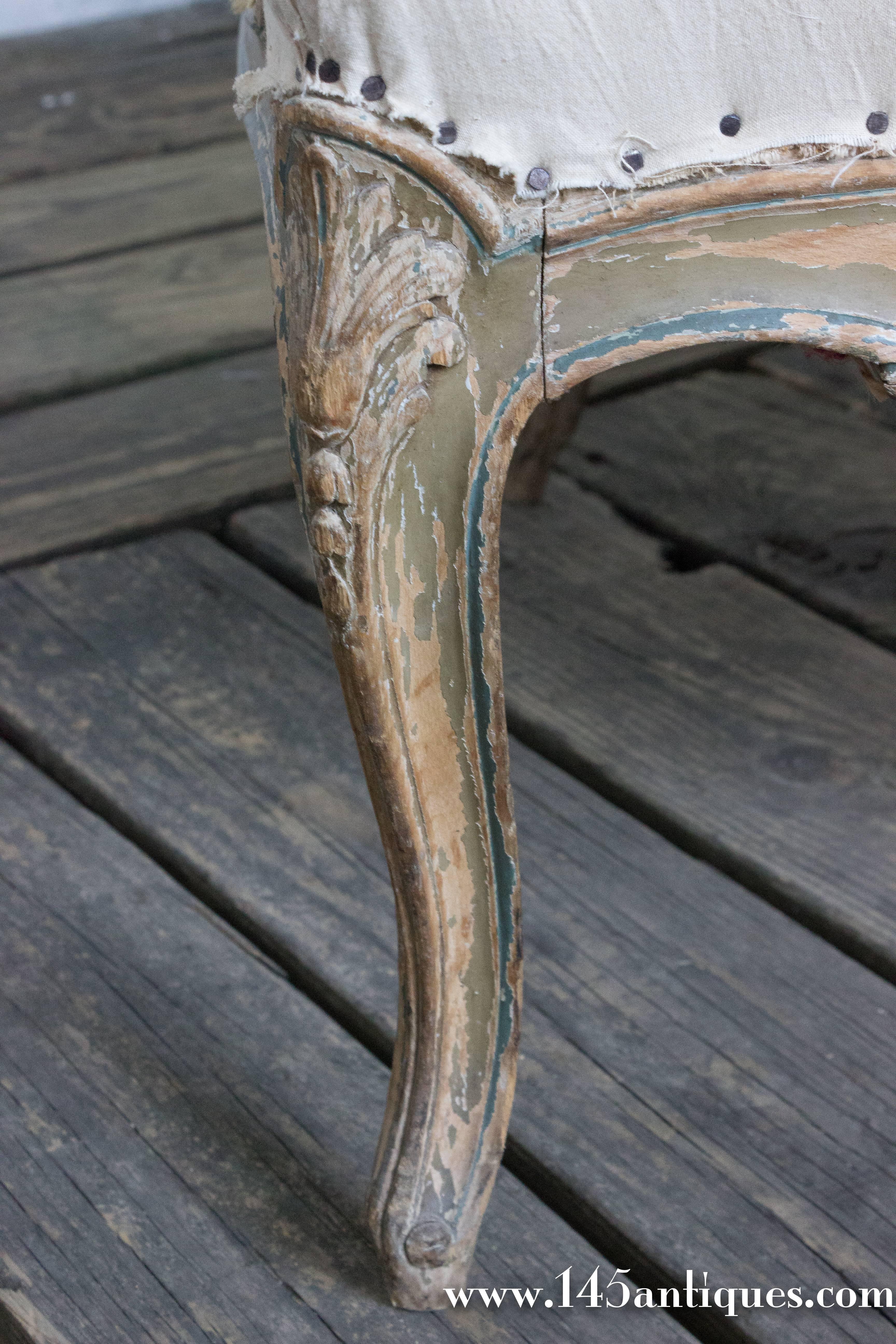 Small 19th Century Settee with Distressed Paint Finish 2