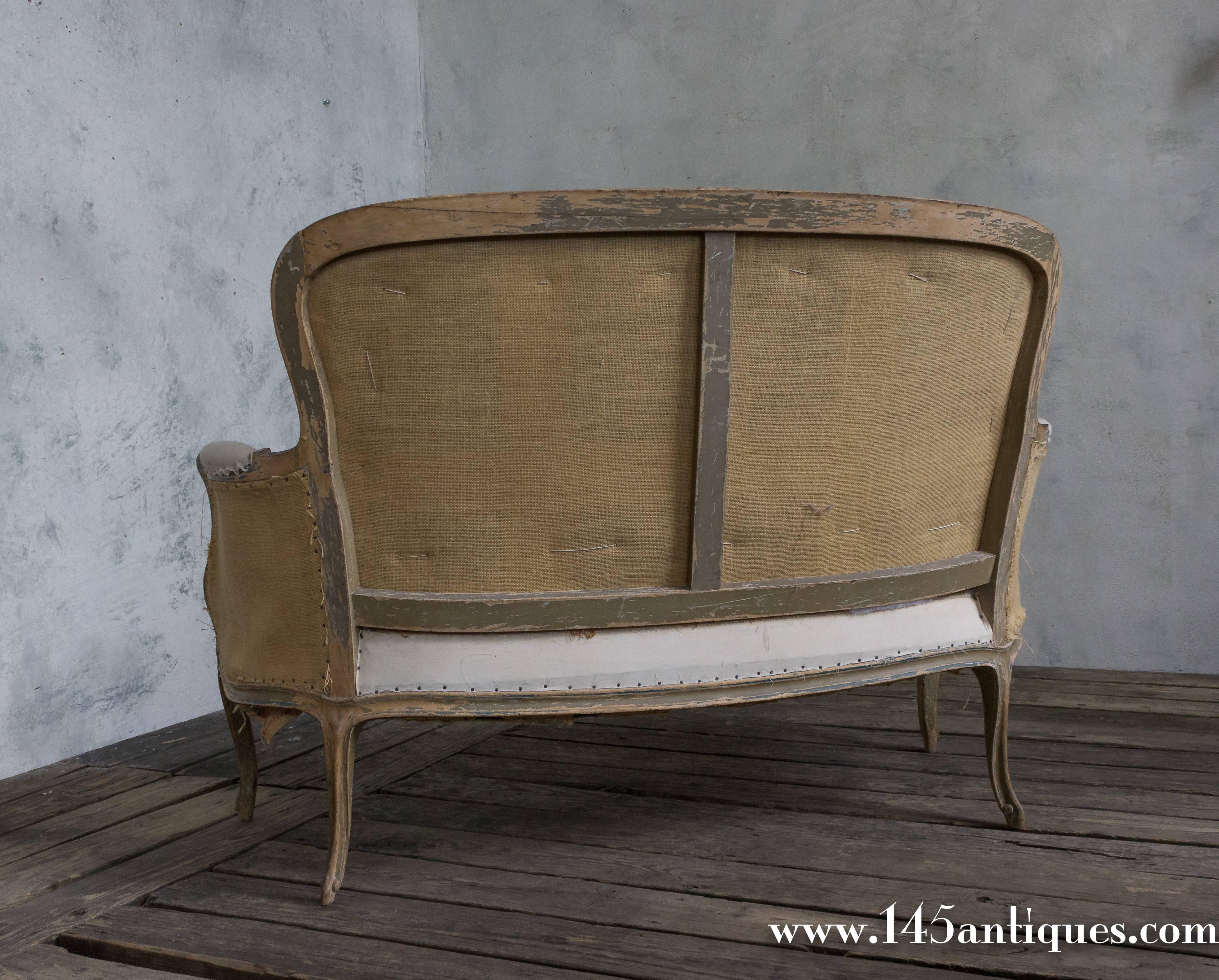 Small 19th Century Settee with Distressed Paint Finish 1