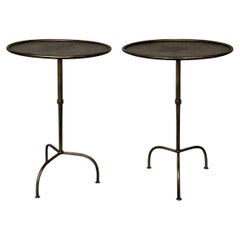 Pair of Spanish Iron Drinks Tables with Arched Tripod Bases