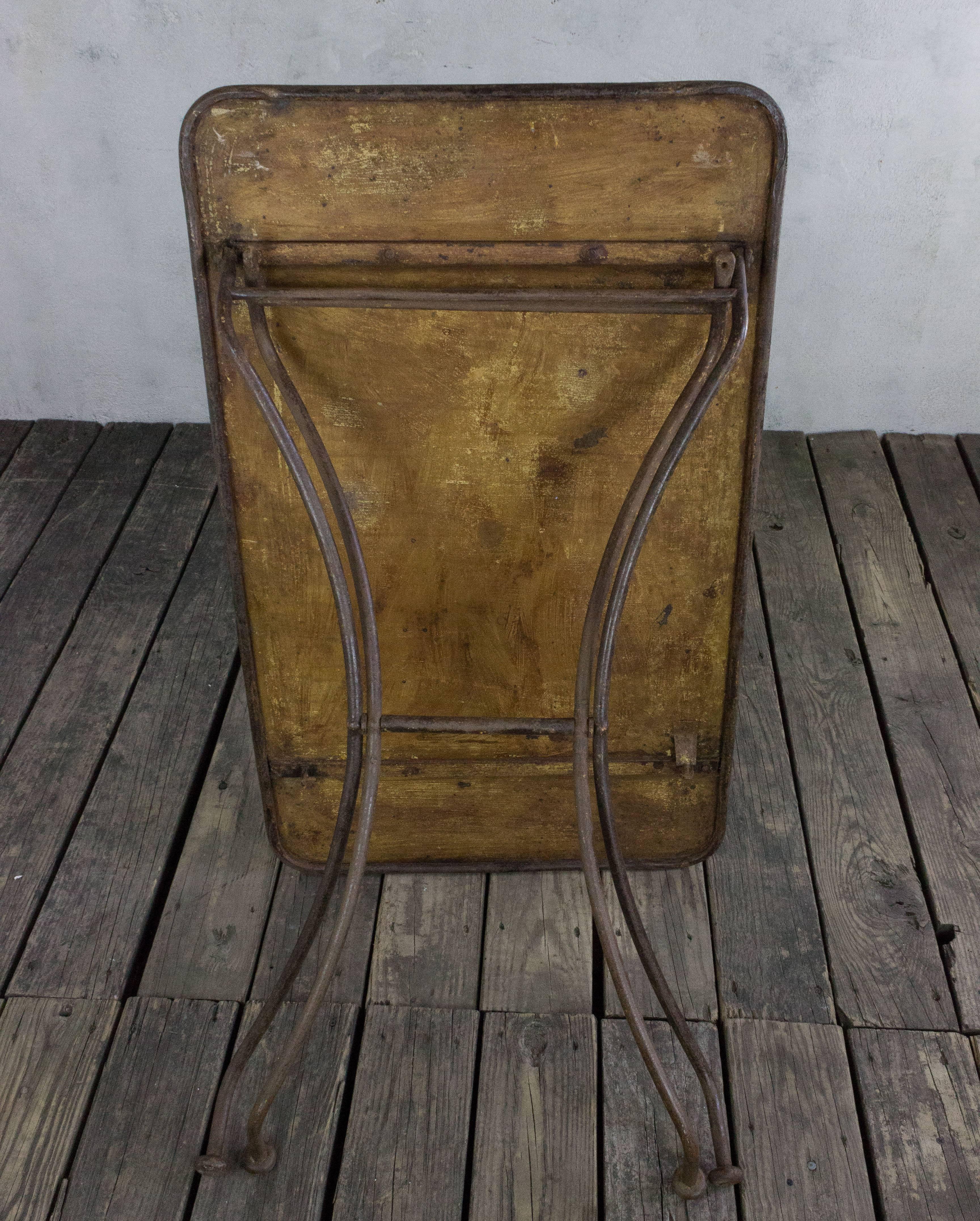 Early 20th French Folding Garden Table with Patina 1