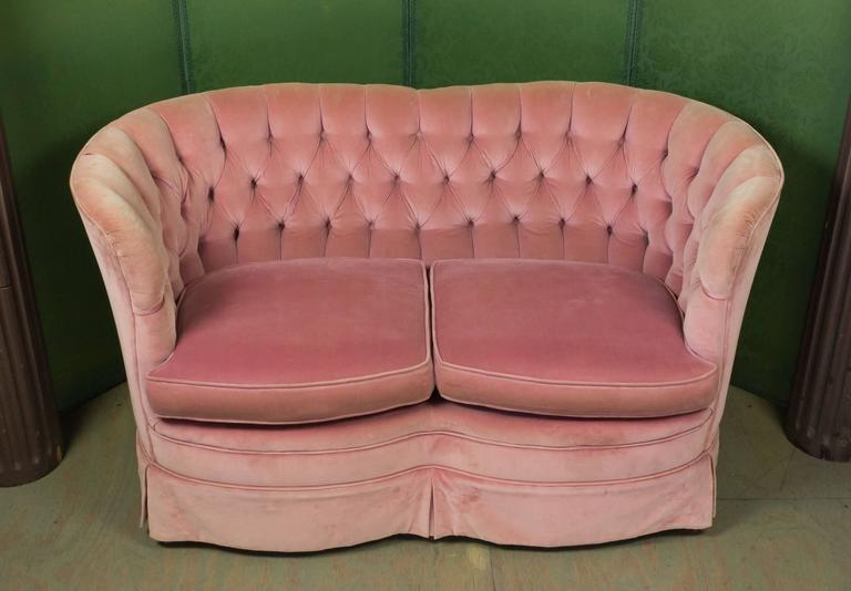 Small Pink Velvet Settee at 1stDibs pink velvet loveseat, pink velvet