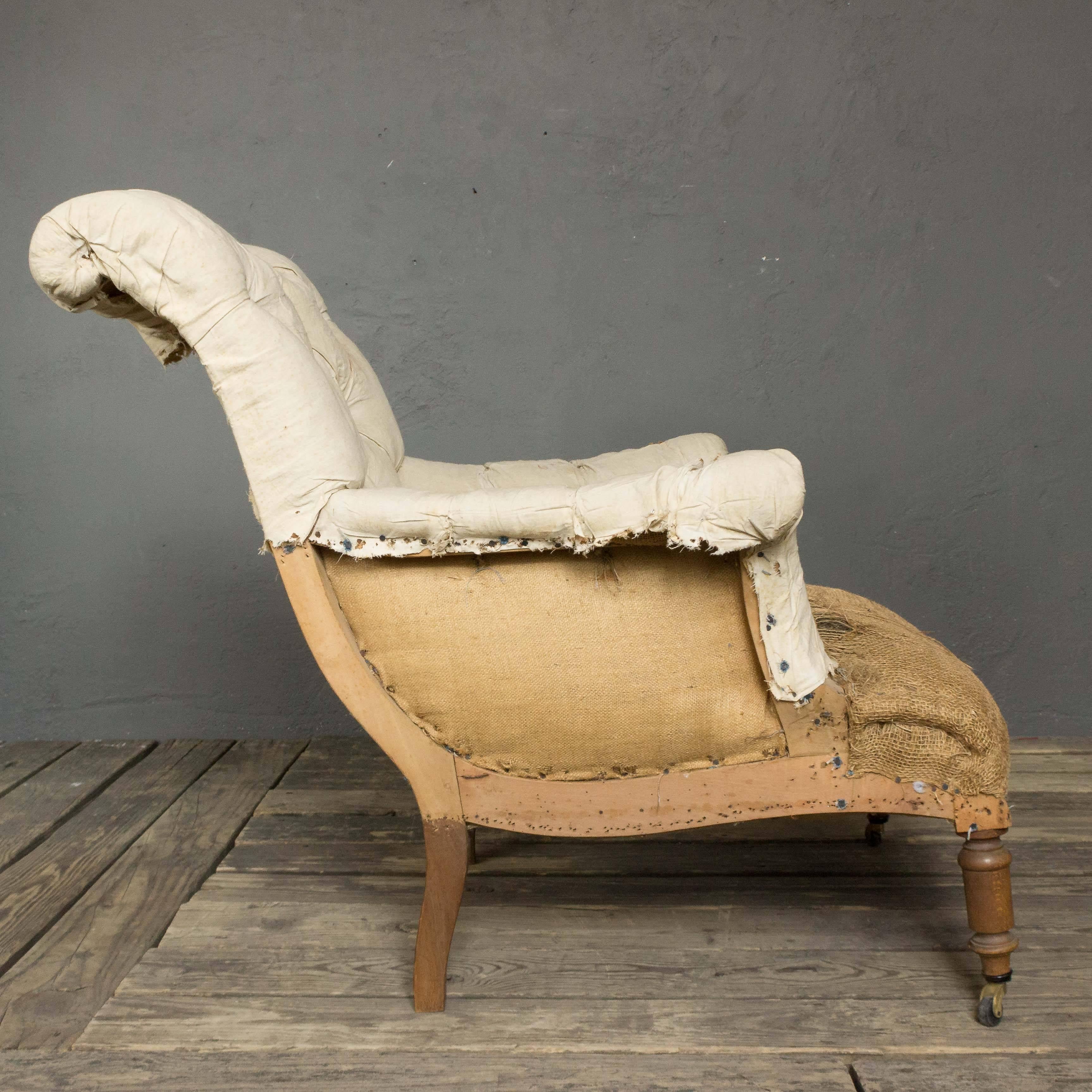 19th Century French Napoleon III Armchair with Rolled Back