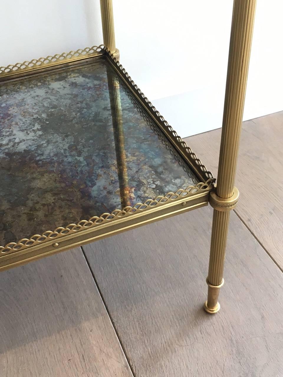 French Brass End Table with Antiqued Mirror 3
