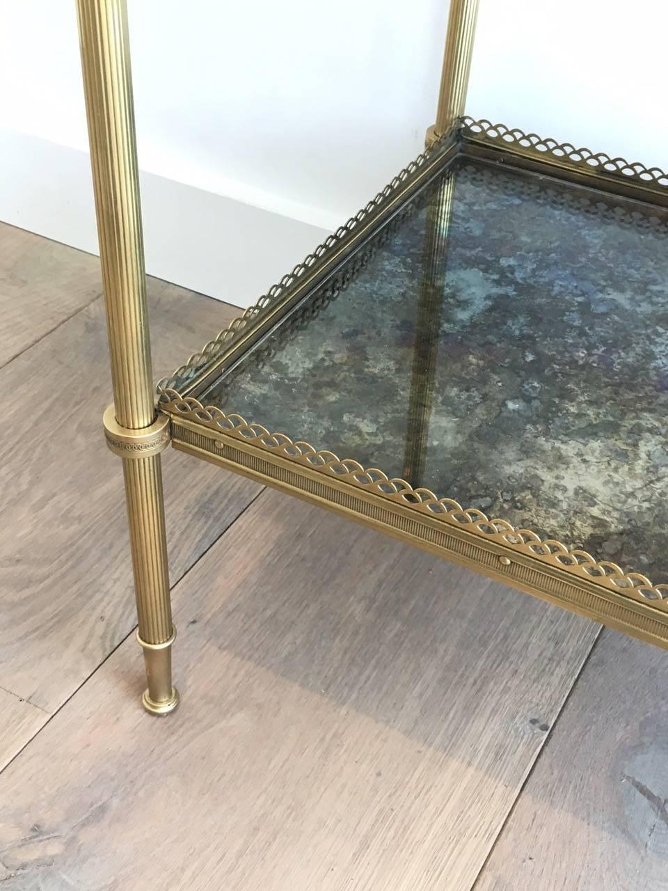 French Brass End Table with Antiqued Mirror 6