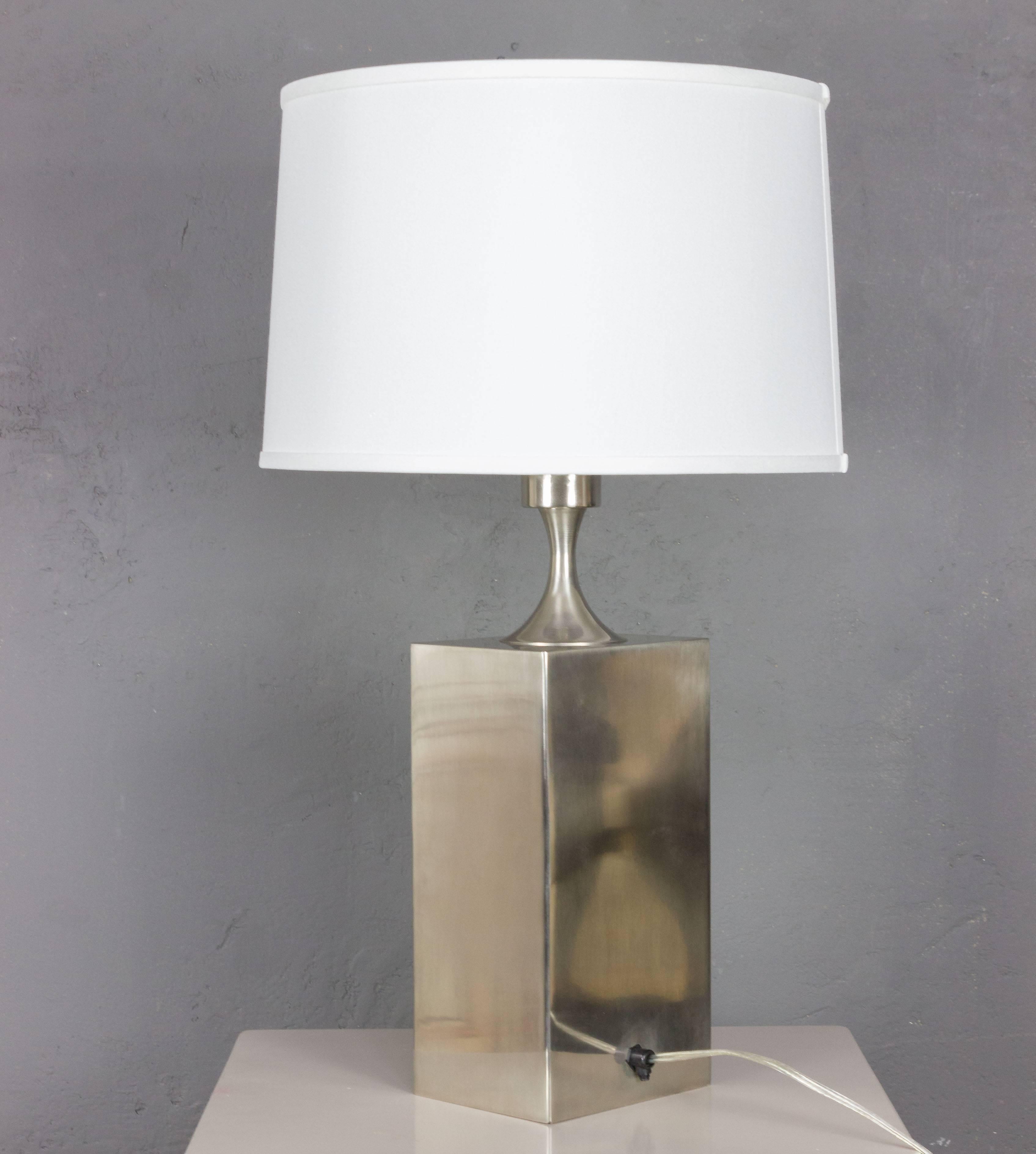 Stainless Steel Mid-Century Modern Polished Steel Lamp by Philippe Barbier