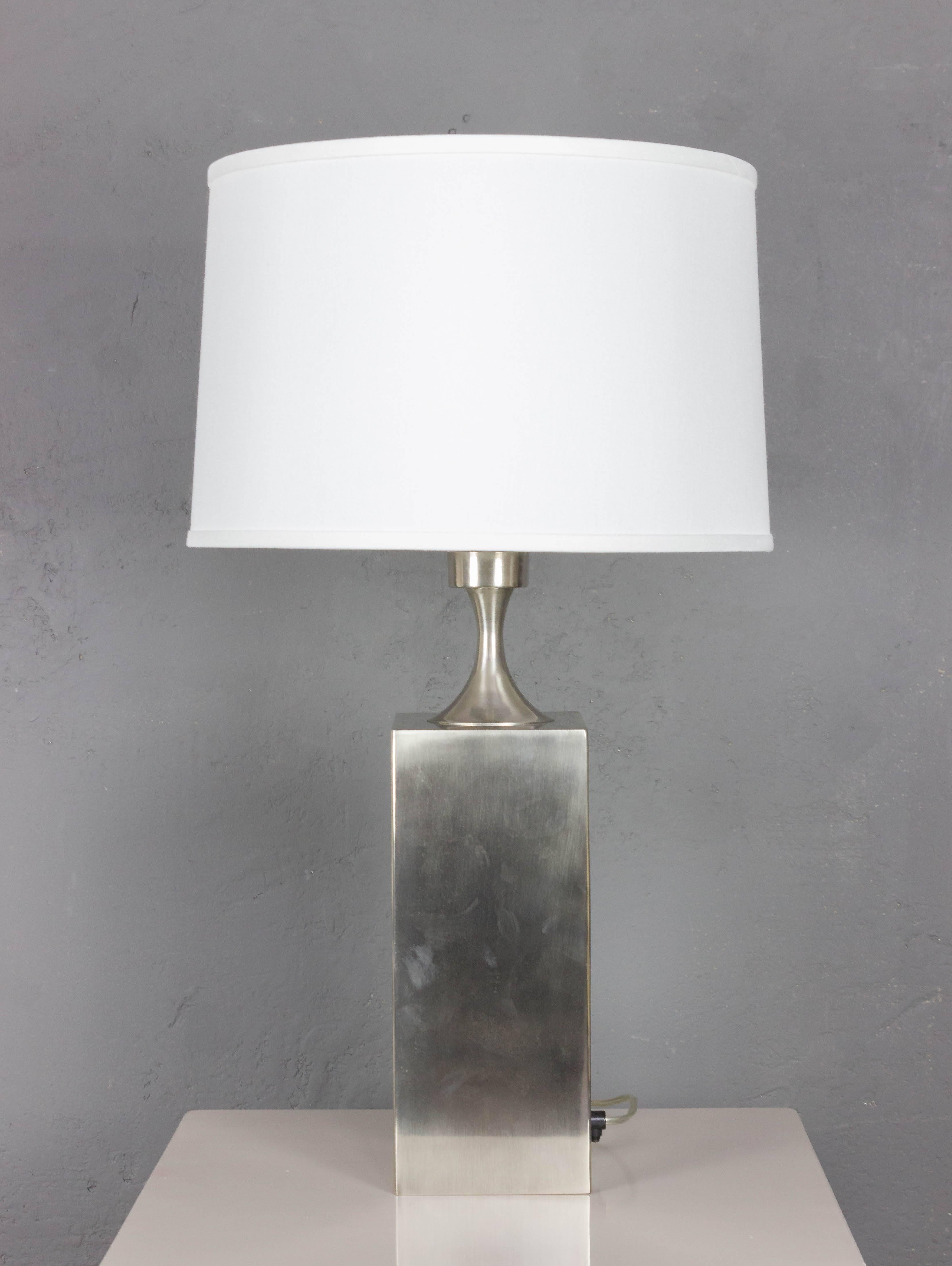 Late 20th Century Mid-Century Modern Polished Steel Lamp by Philippe Barbier