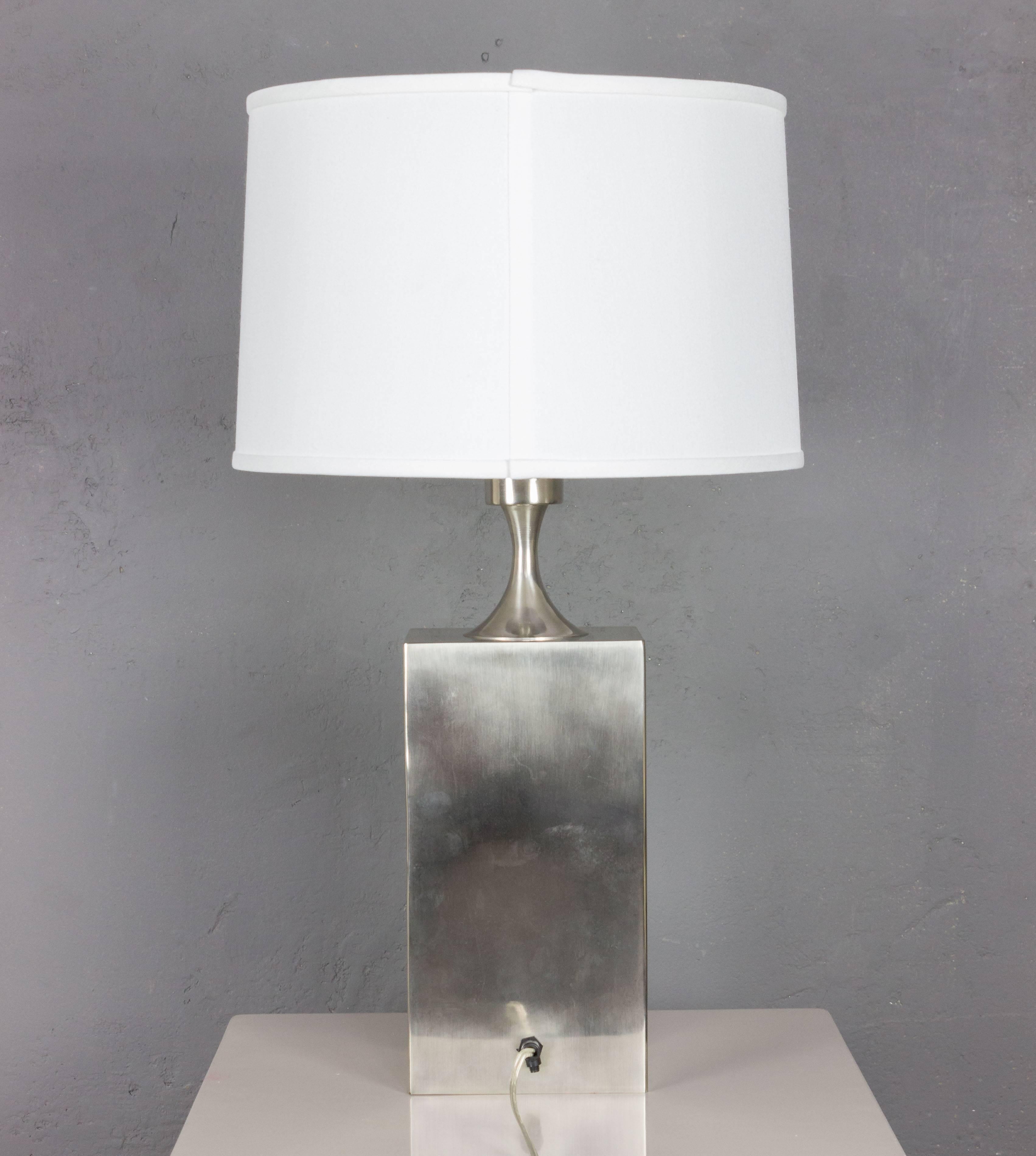 Mid-Century Modern Polished Steel Lamp by Philippe Barbier 1