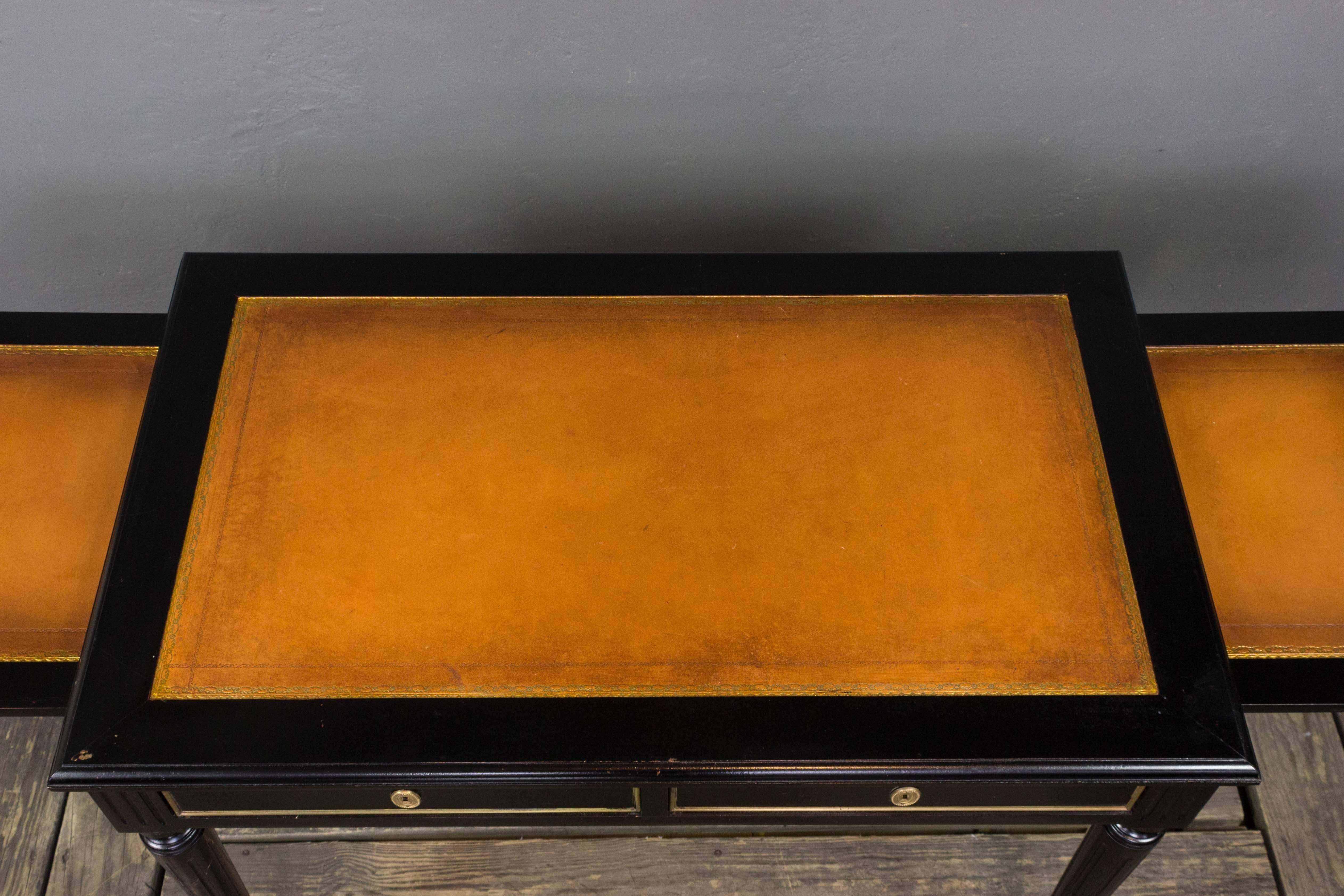 Small Ebonized Lady's Writing Desk with Leather Top 4