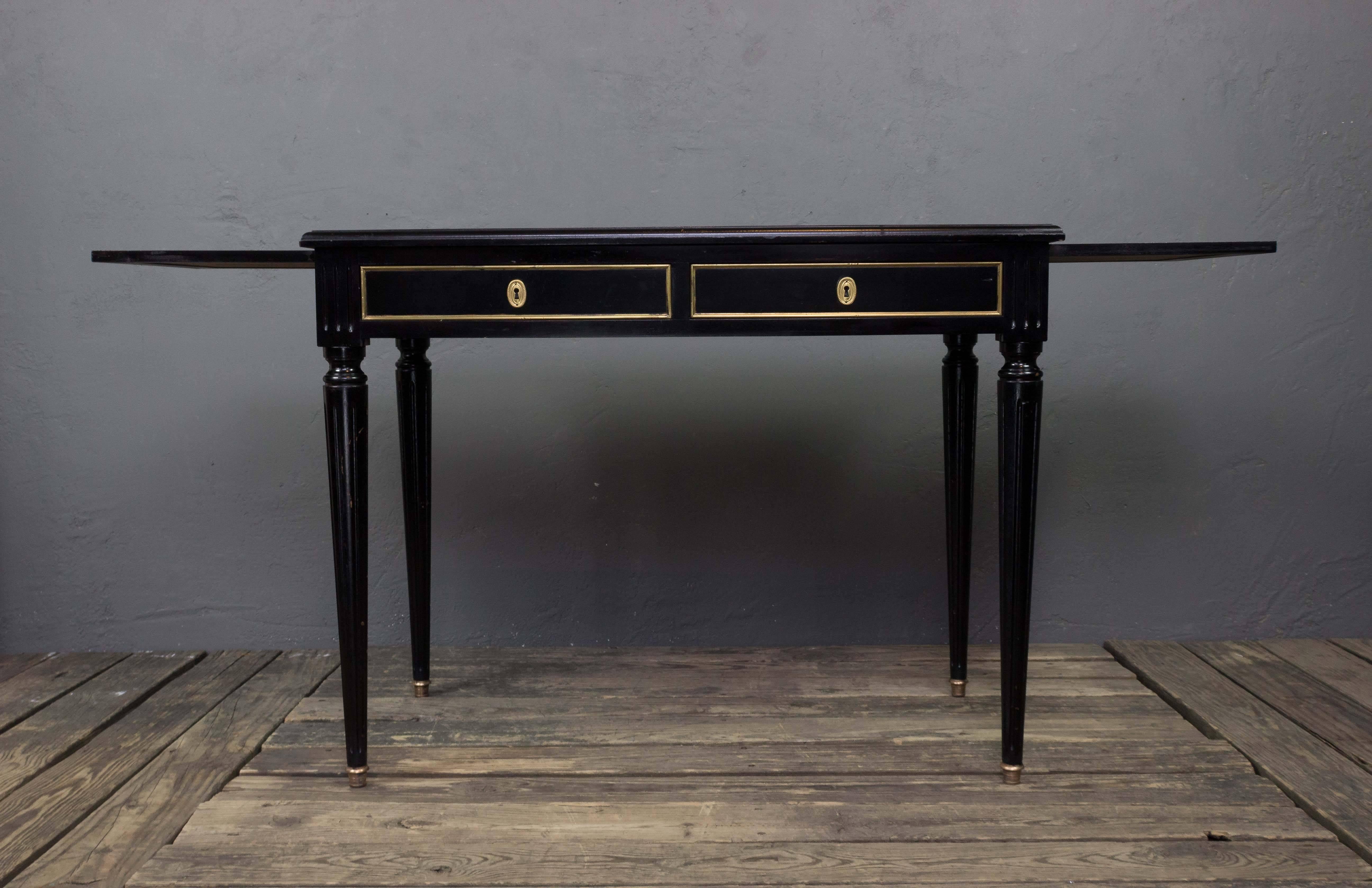 Small Ebonized Lady's Writing Desk with Leather Top 2