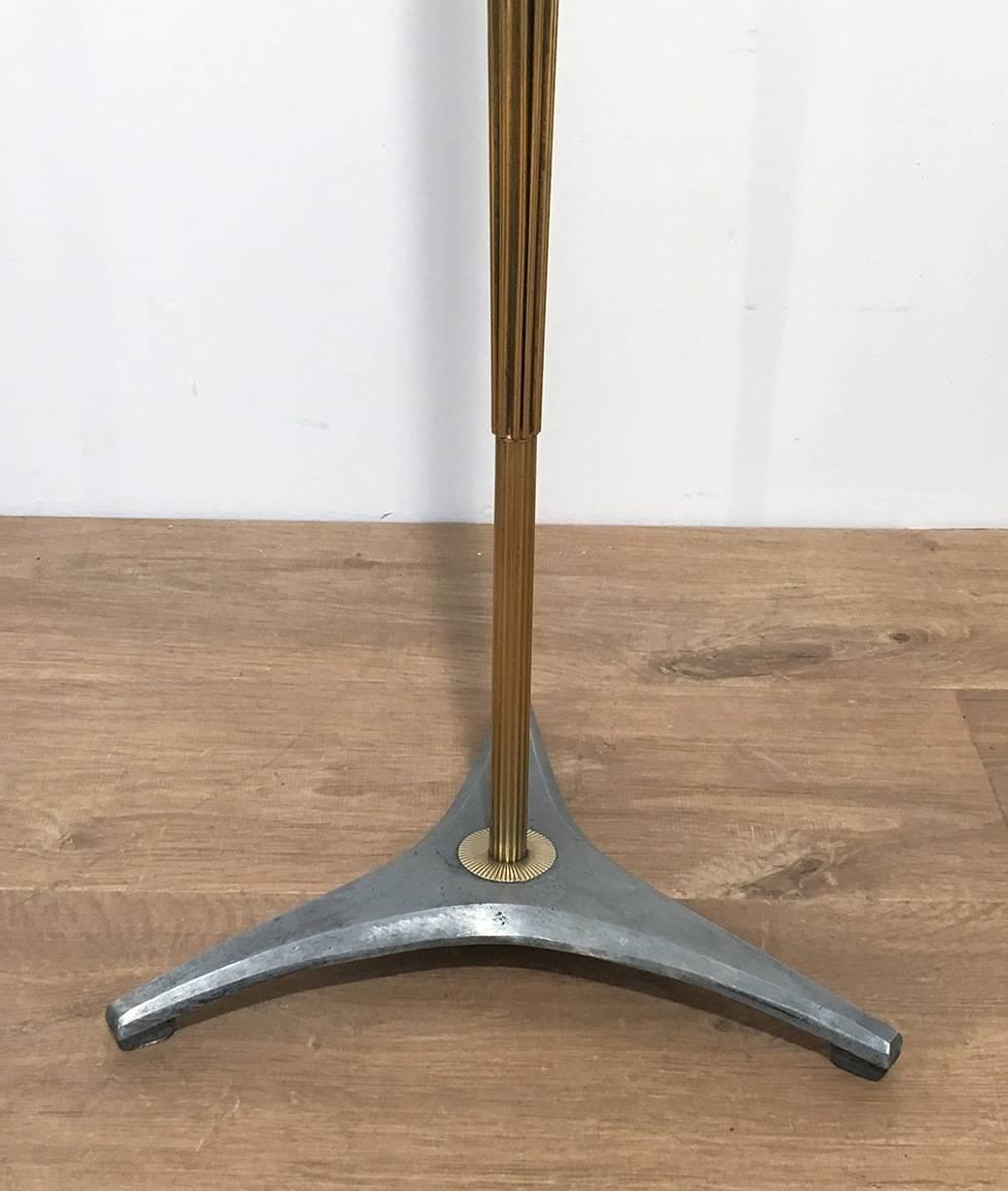 Mid-20th Century Brass and Brushed Aluminum Floor Lamp