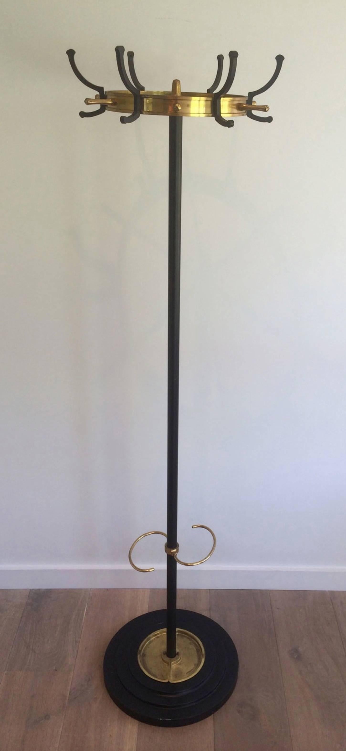 Mid-20th Century 1940s French Brass and Steel Coat Rack by Jacques Adnet