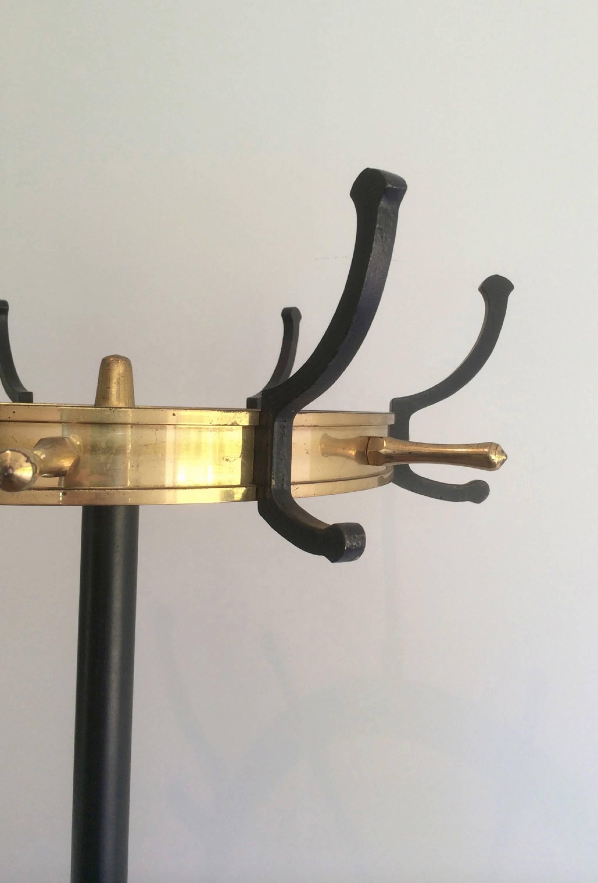 1940s French Brass and Steel Coat Rack by Jacques Adnet 2
