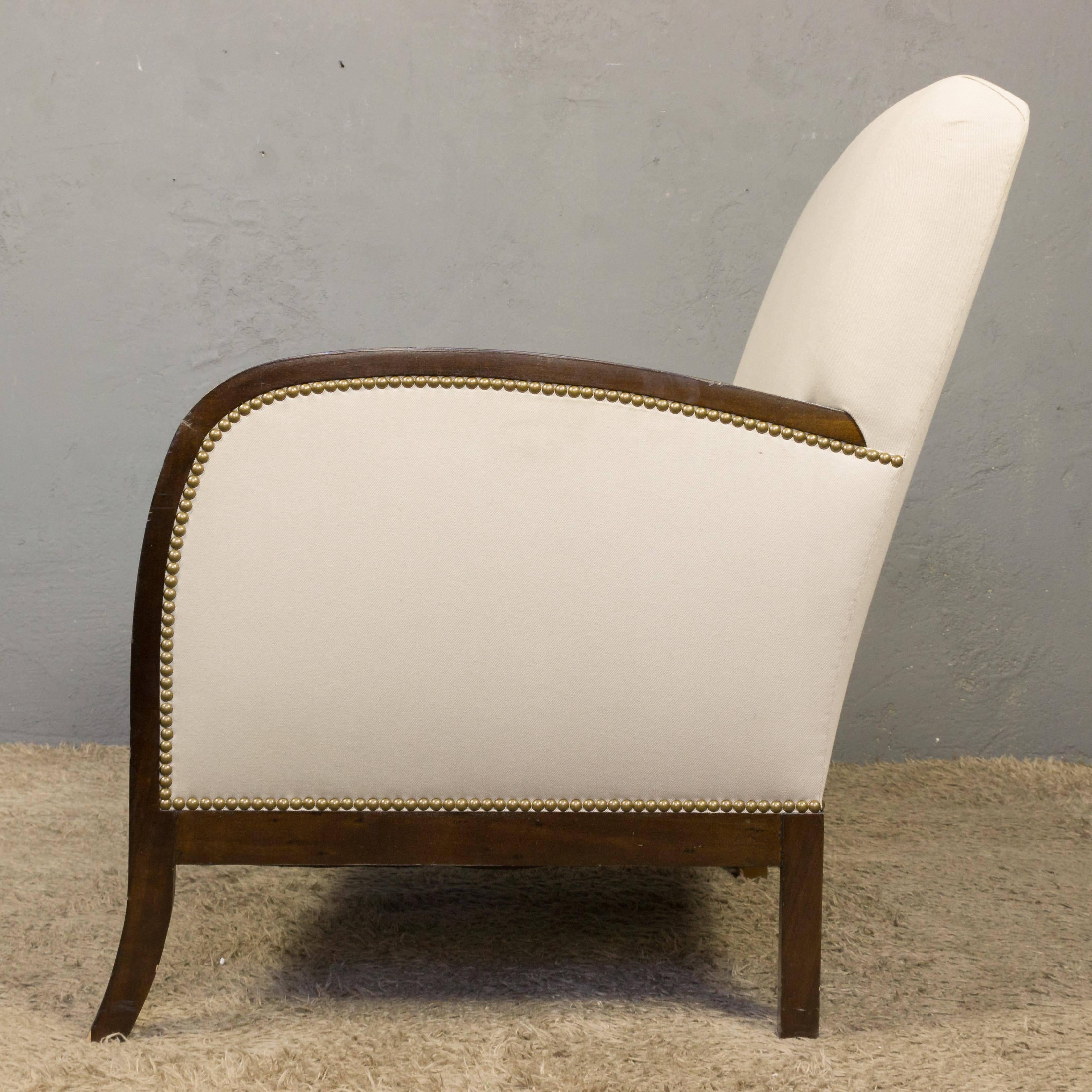 Lyon armchair from our re-editions line. Upholstered in a cotton twill. 