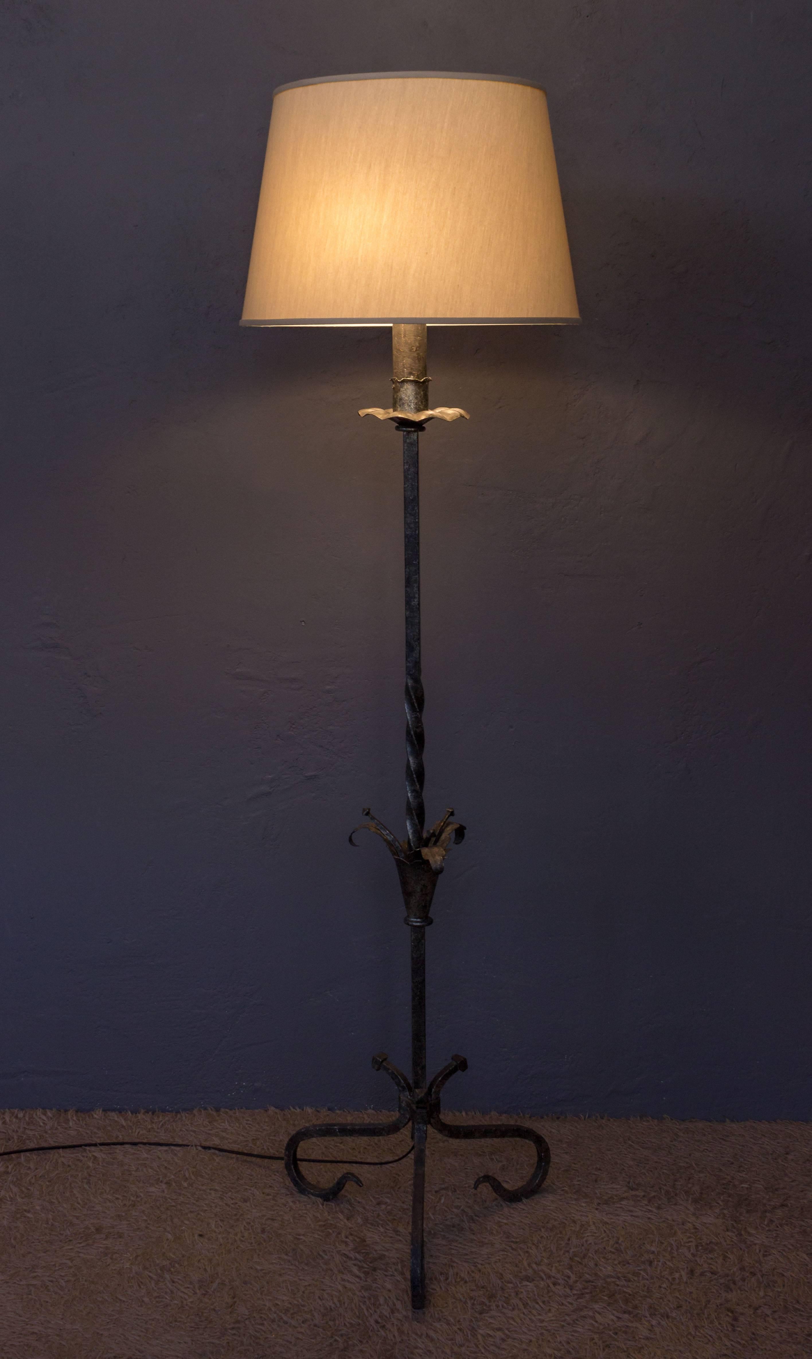 Scrolled Silvered Iron Spanish Floor Lamp 2