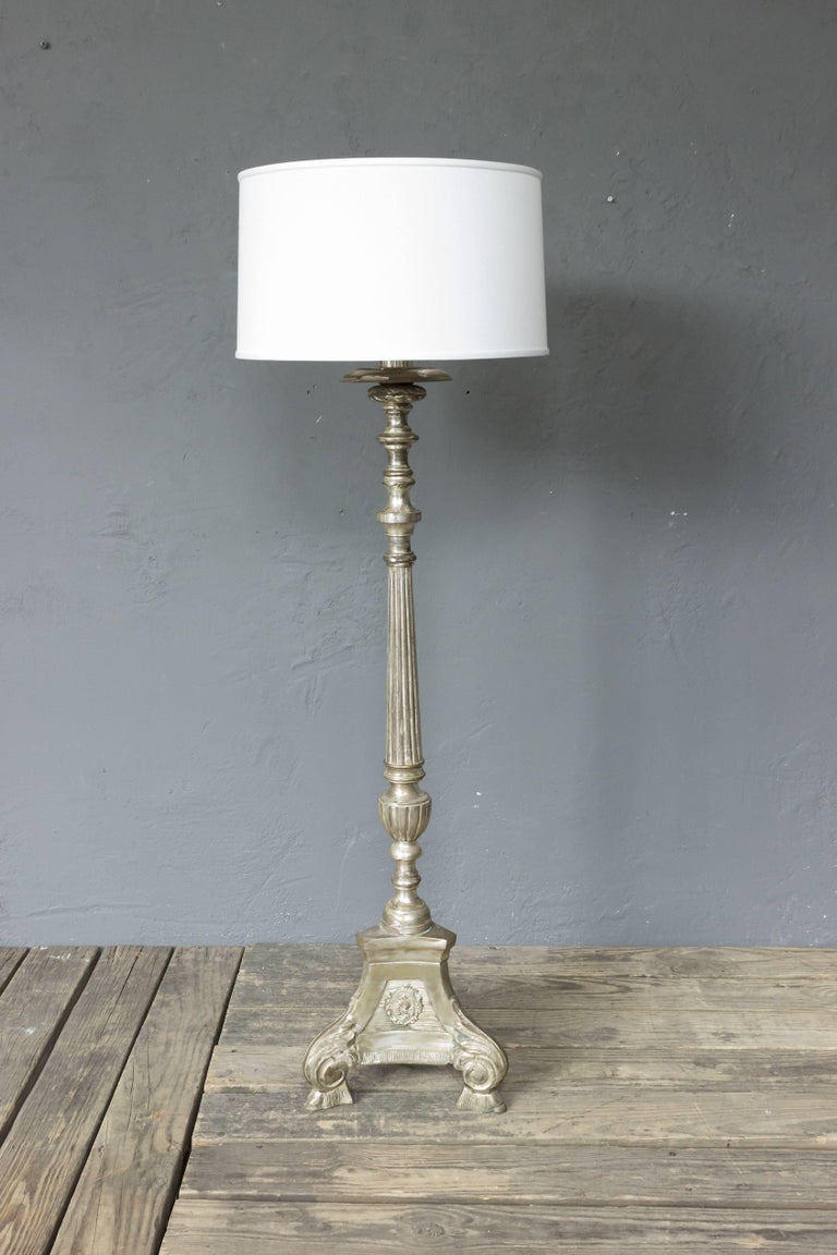 Spanish Silvered Floor Lamp In The Baroque Style