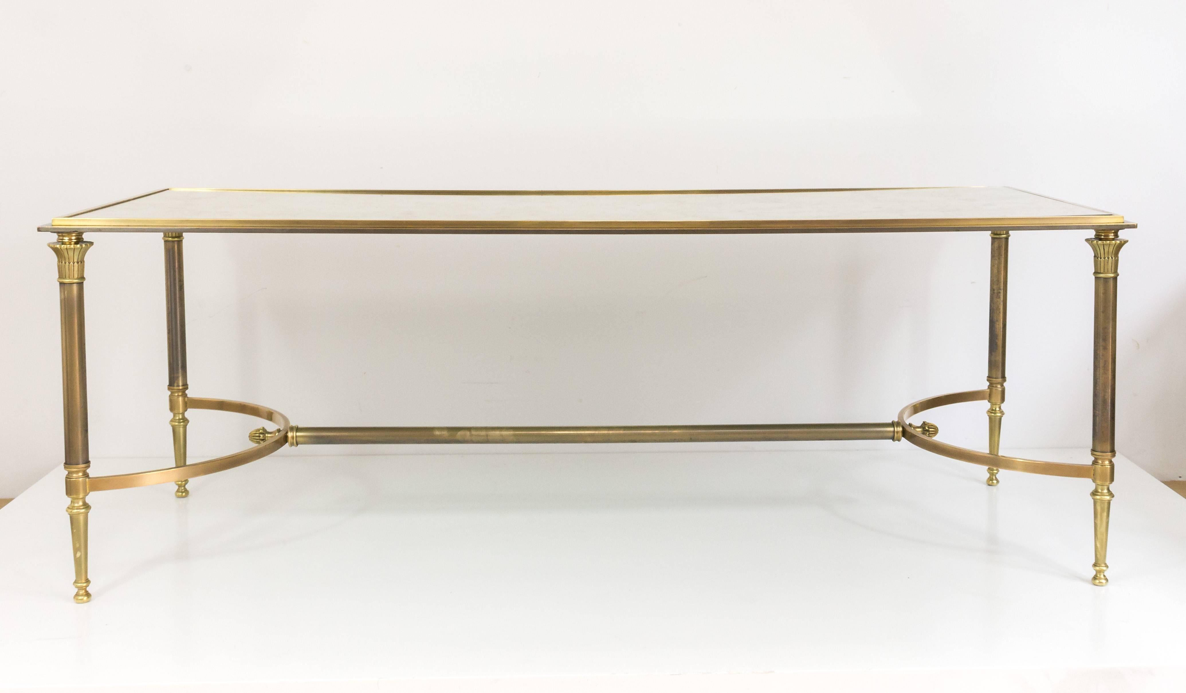 Neoclassical French Brass and Bronze Coffee Table