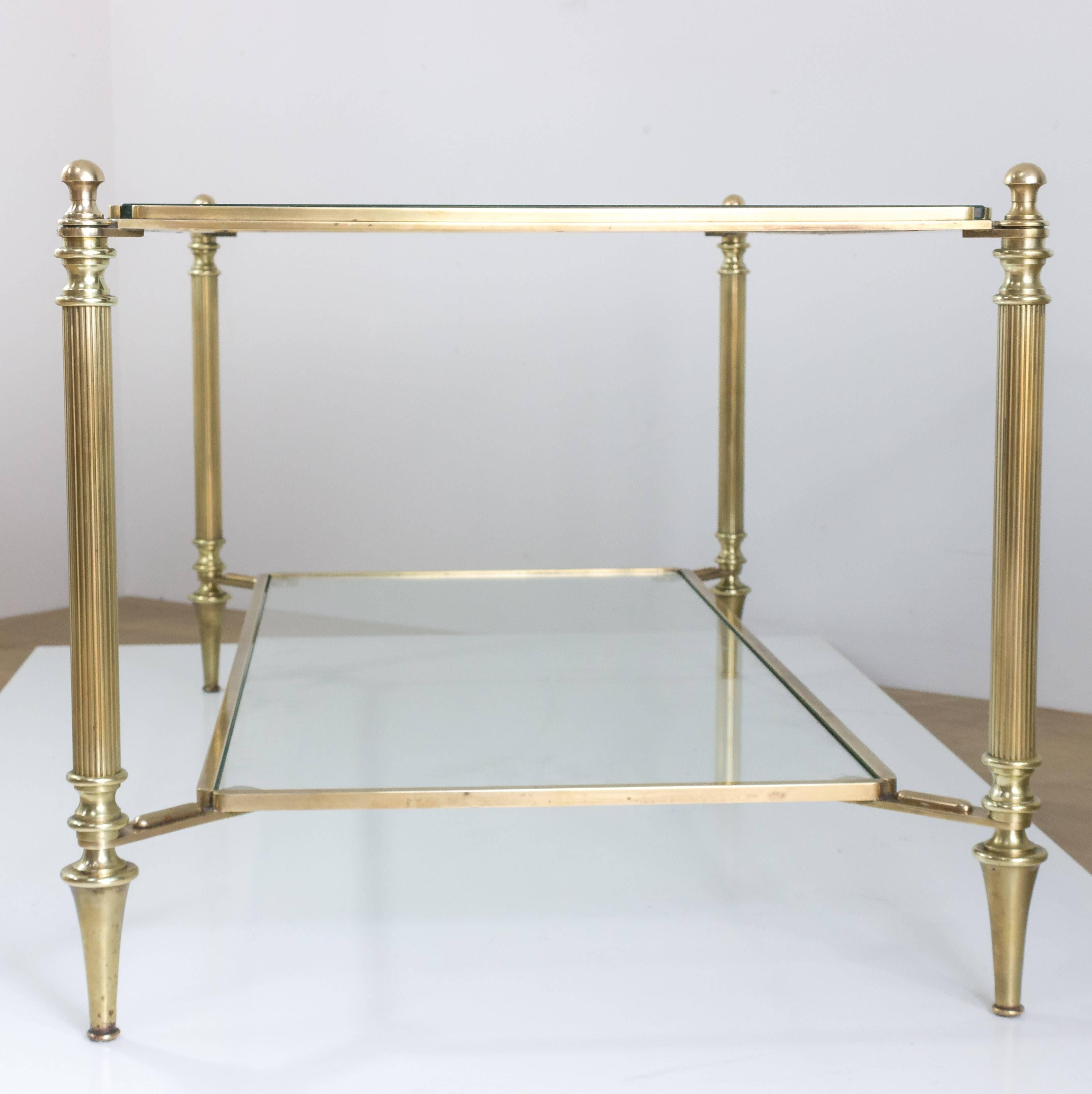 Neoclassical Brass and Glass Coffee Table by Maison Jansen 1
