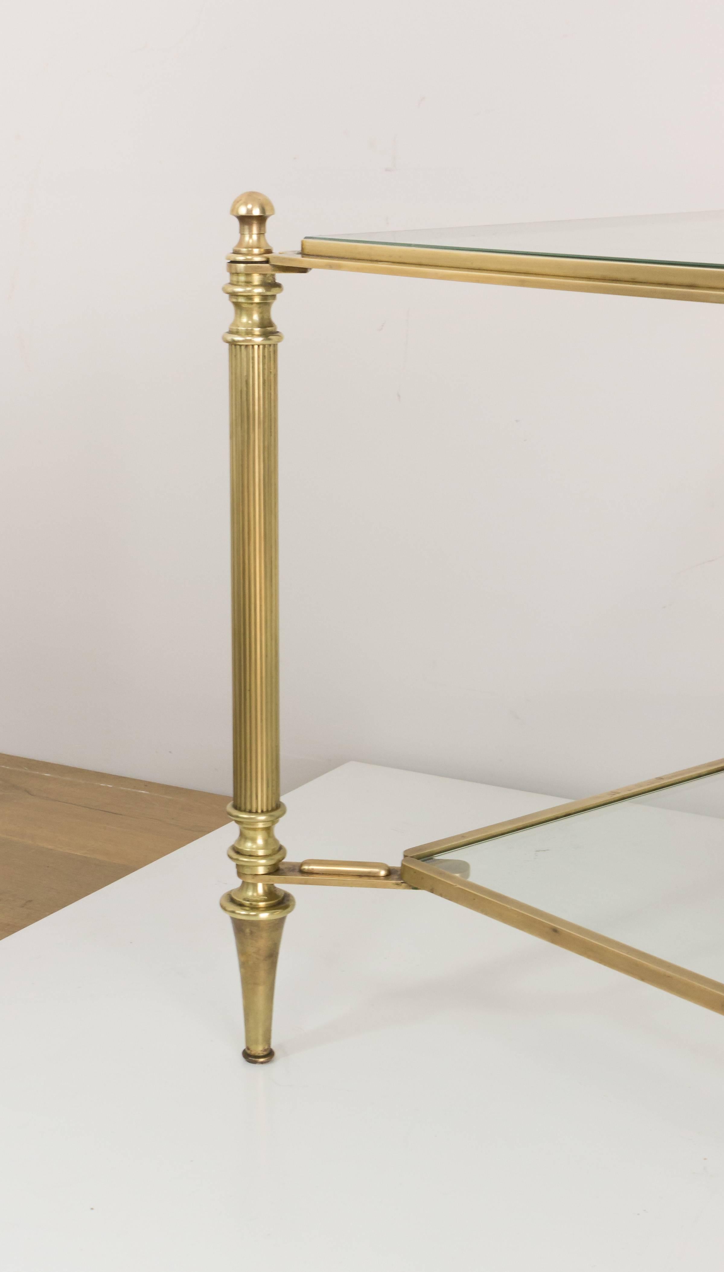 Neoclassical Brass and Glass Coffee Table by Maison Jansen 3