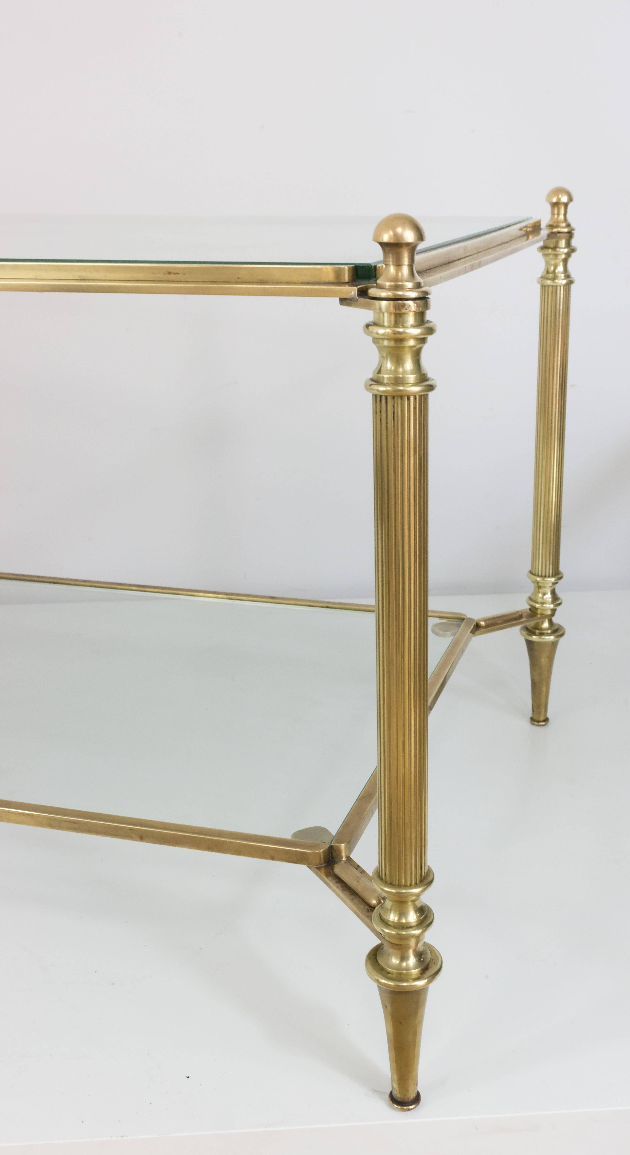 Neoclassical Brass and Glass Coffee Table by Maison Jansen 2