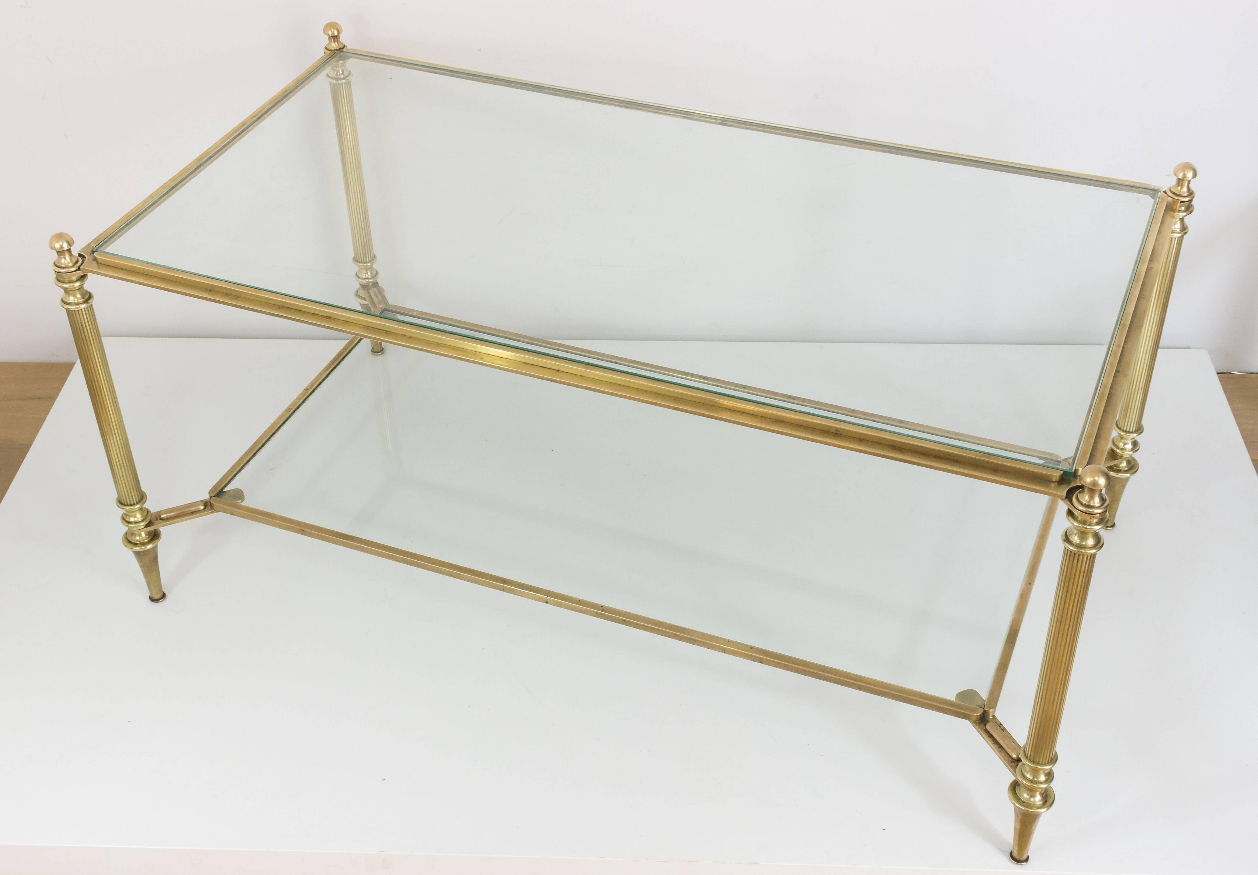 Mid-20th Century Neoclassical Brass and Glass Coffee Table by Maison Jansen