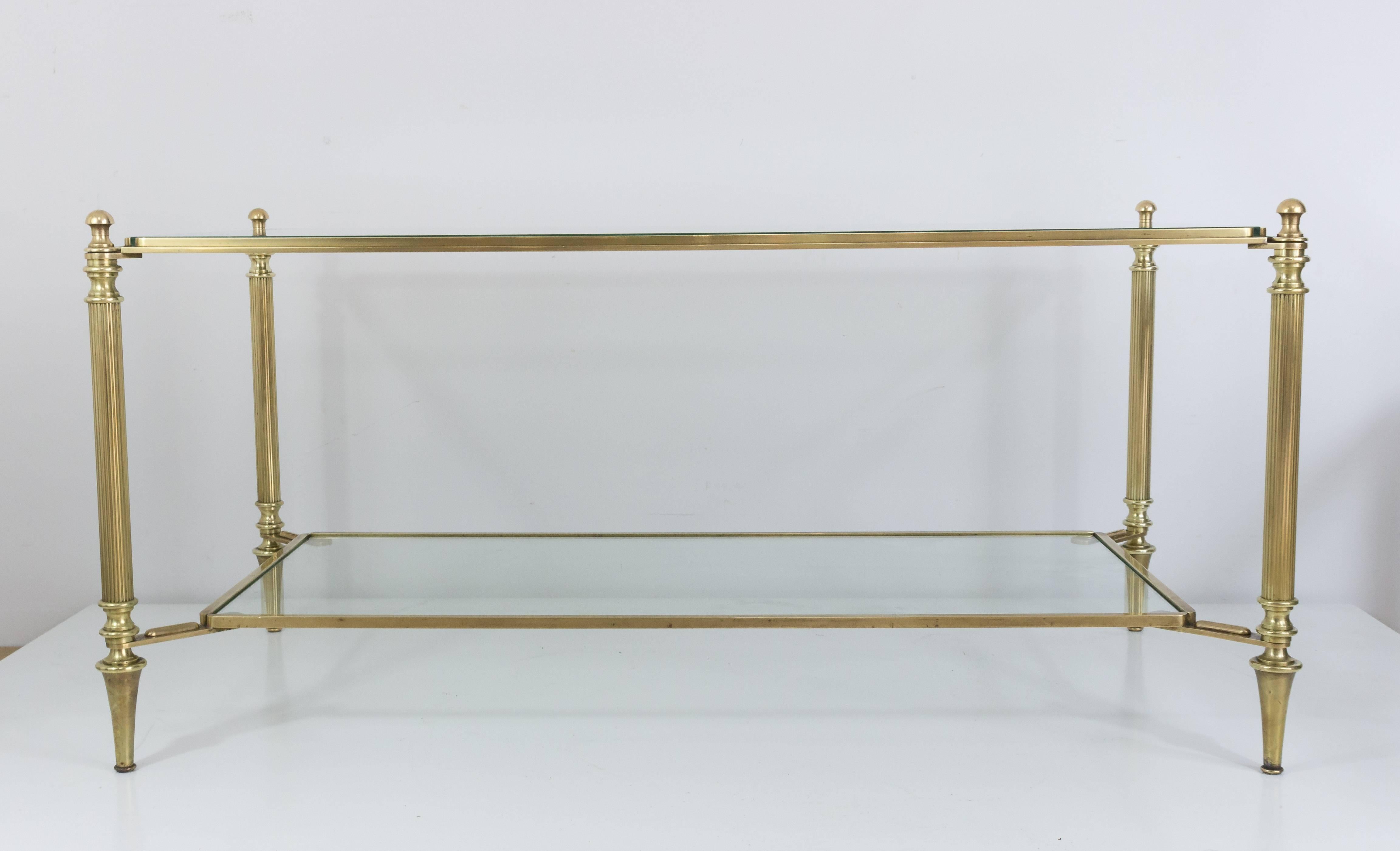 Neoclassical Brass and Glass Coffee Table by Maison Jansen In Excellent Condition In Buchanan, NY