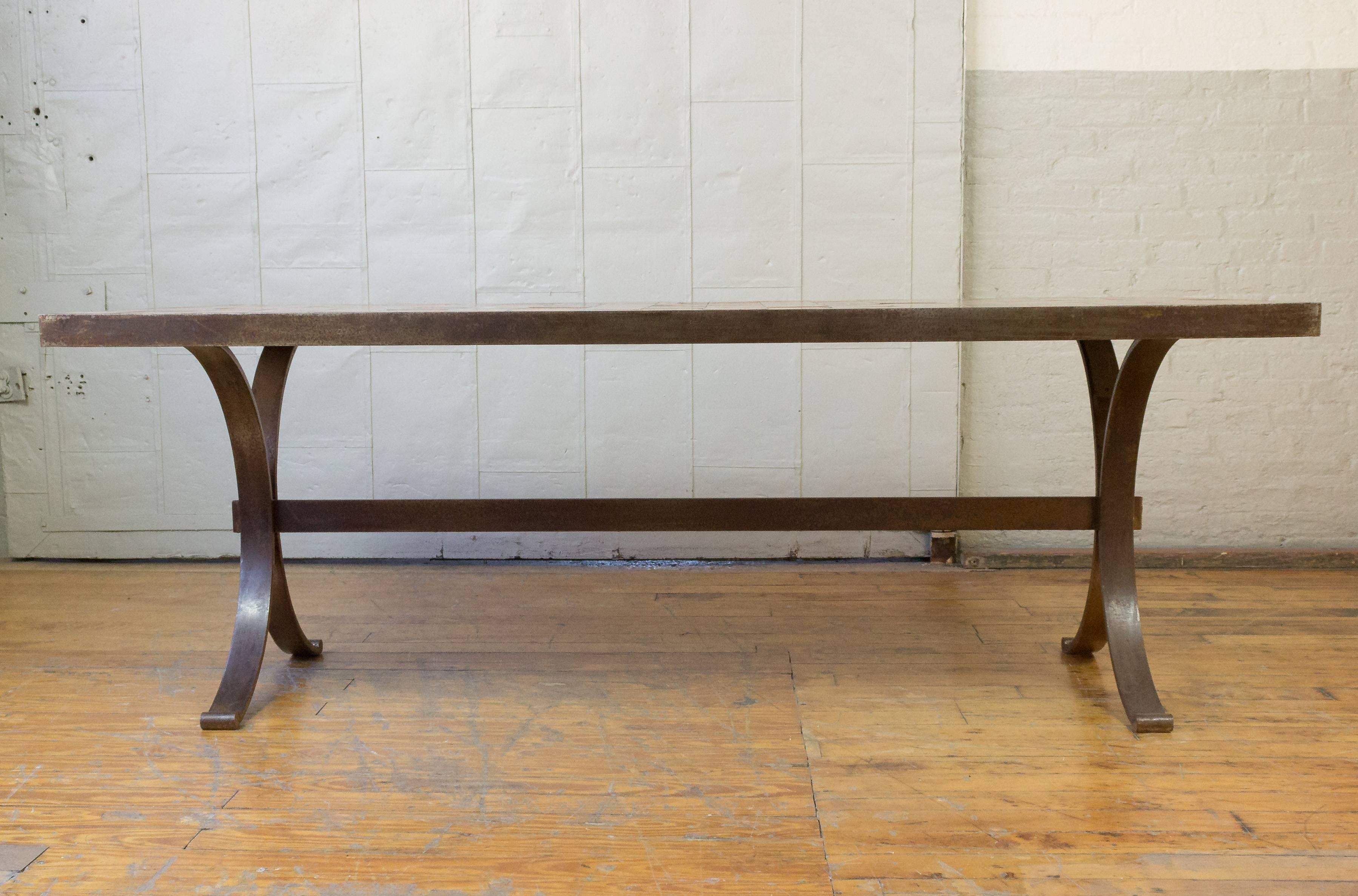 French 1960s Dining Table with Ceramic Tiled Top 1