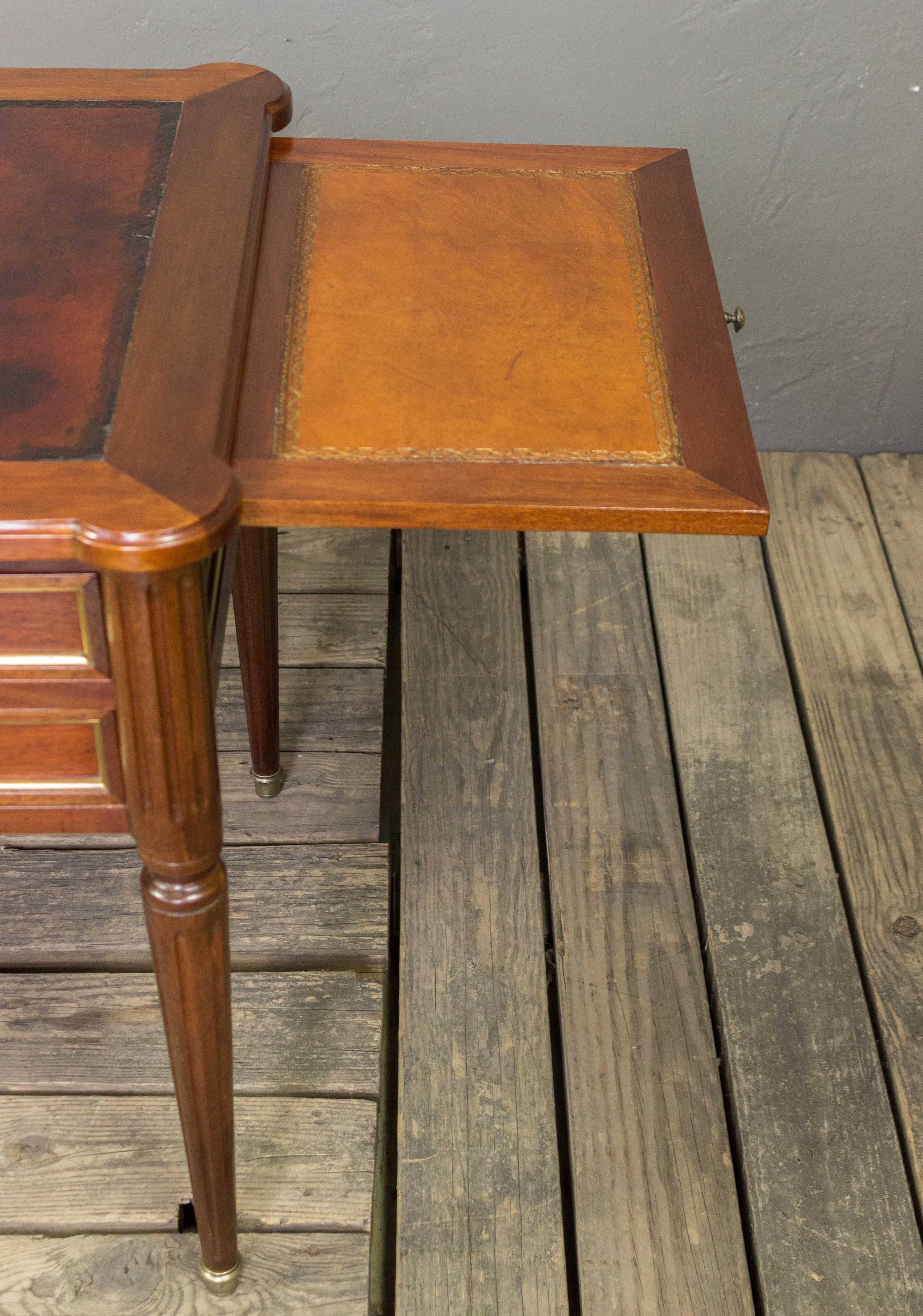 French Louis XVI Style Mahogany Desk with Leather Top 3
