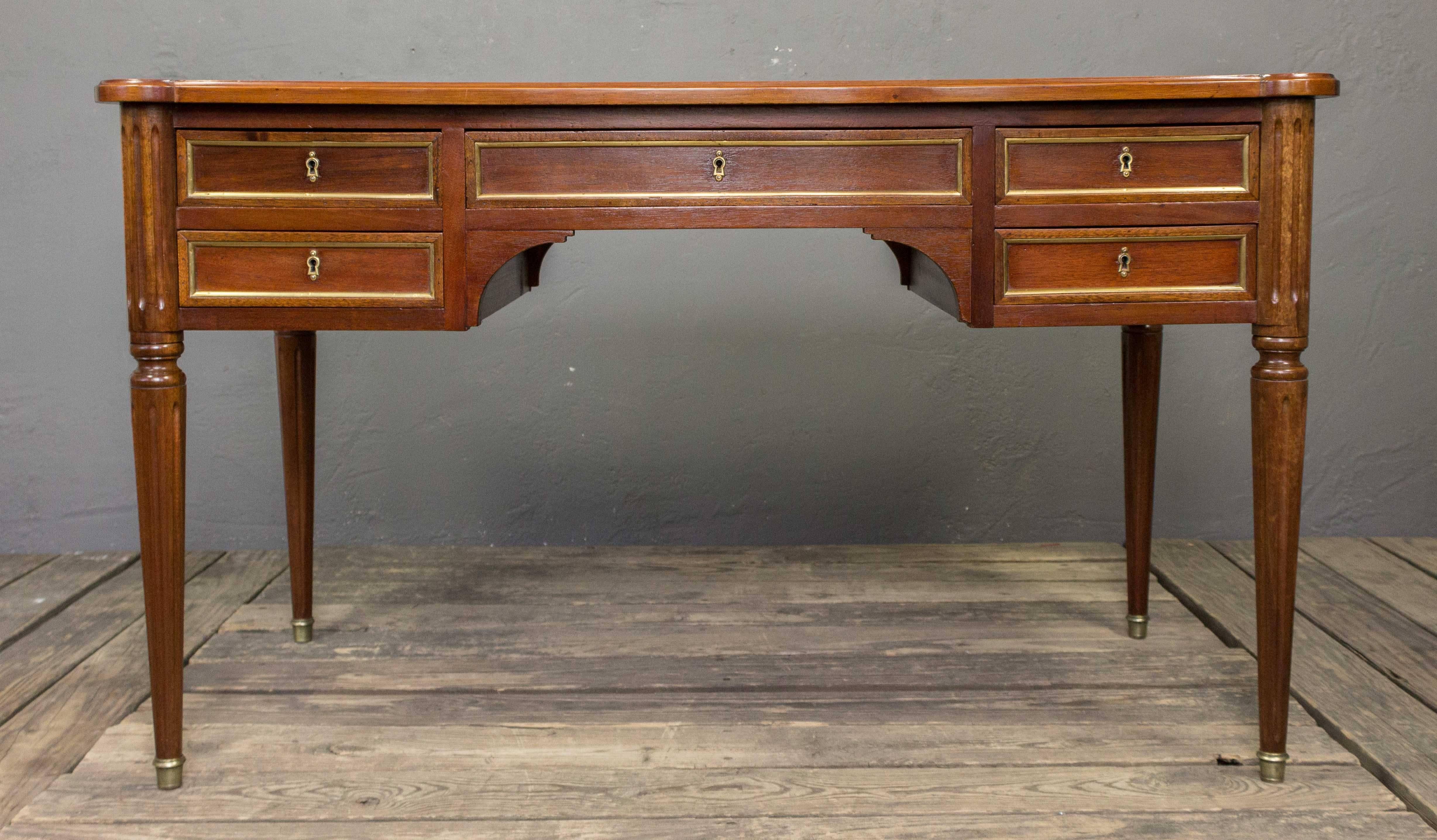 20th Century French Louis XVI Style Mahogany Desk with Leather Top