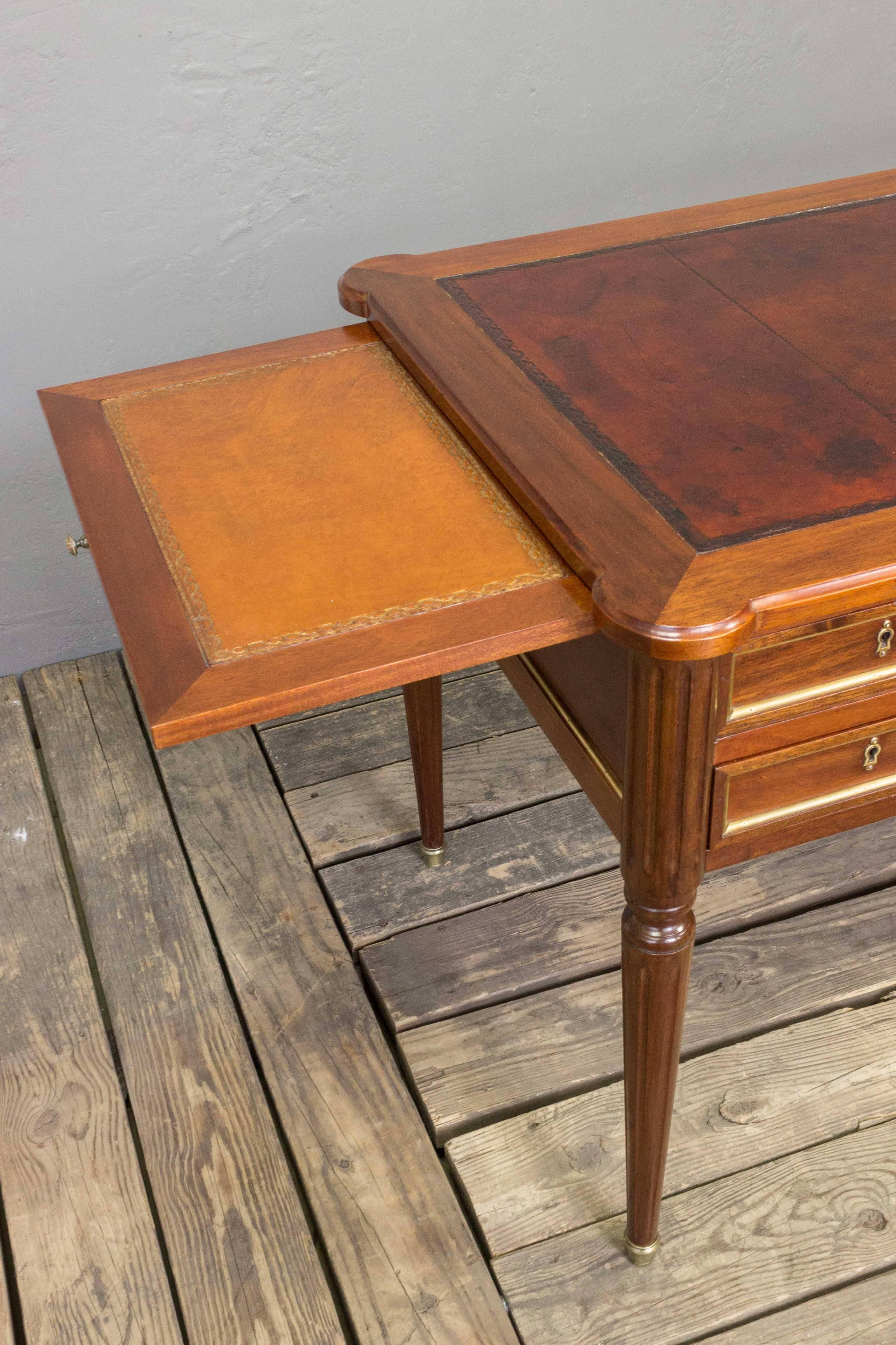 French Louis XVI Style Mahogany Desk with Leather Top 6