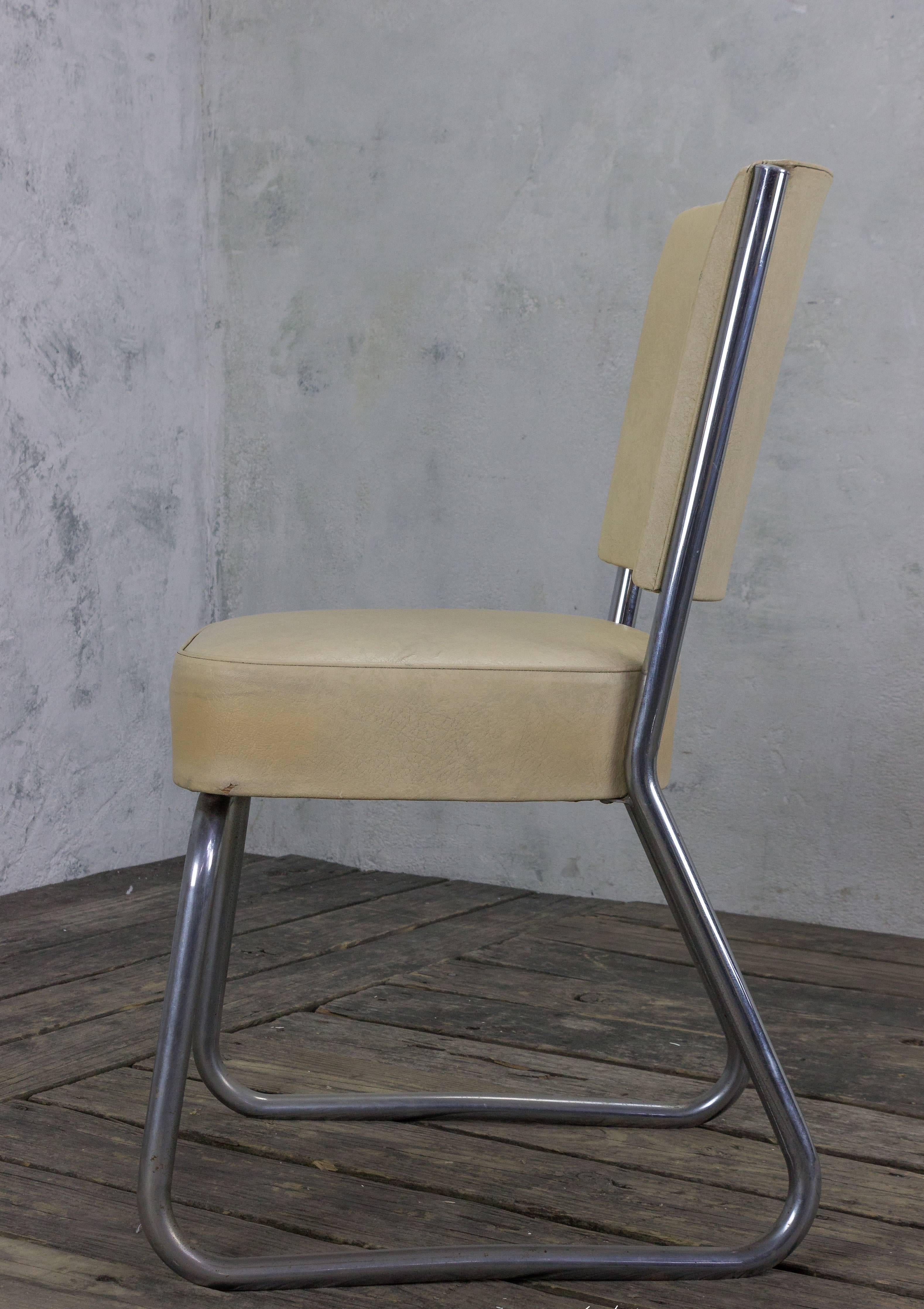 20th Century Set of Four Mid Century Chrome-Plated Tubular Chairs