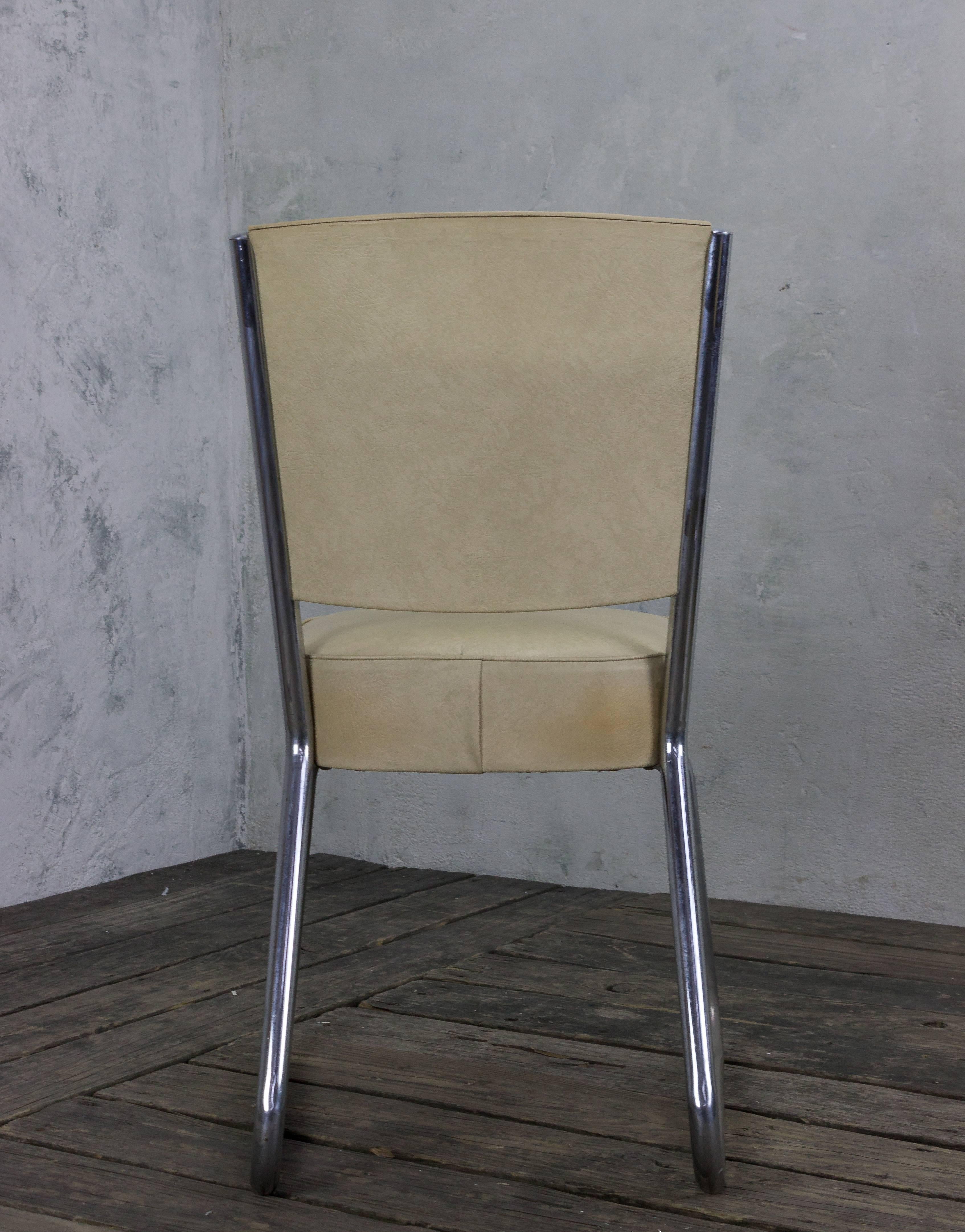 Set of Four Mid Century Chrome-Plated Tubular Chairs 1