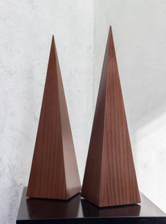 Pair of Mahogany Veneered Obelisks