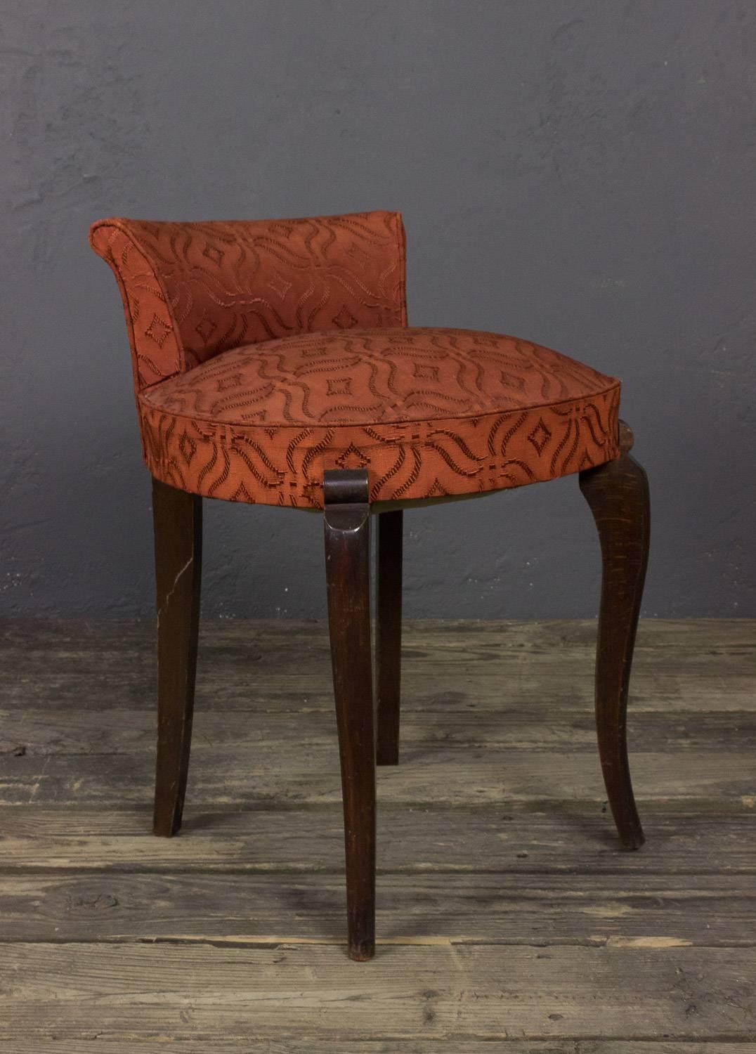 French 1940s vanity stool. This stool is sold in as is condition. 