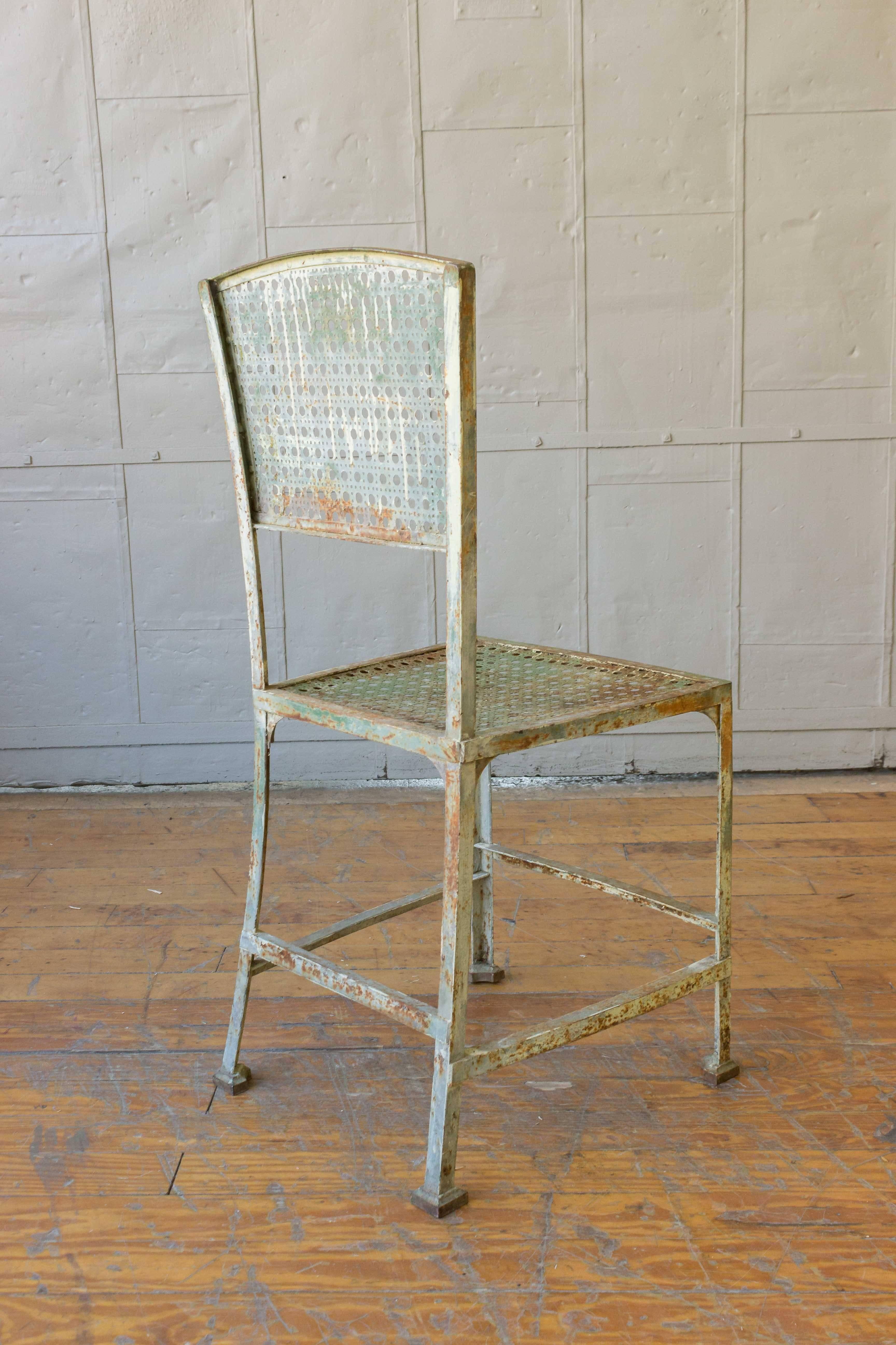 Pair of Iron Industrial Chairs with Original Paint 1