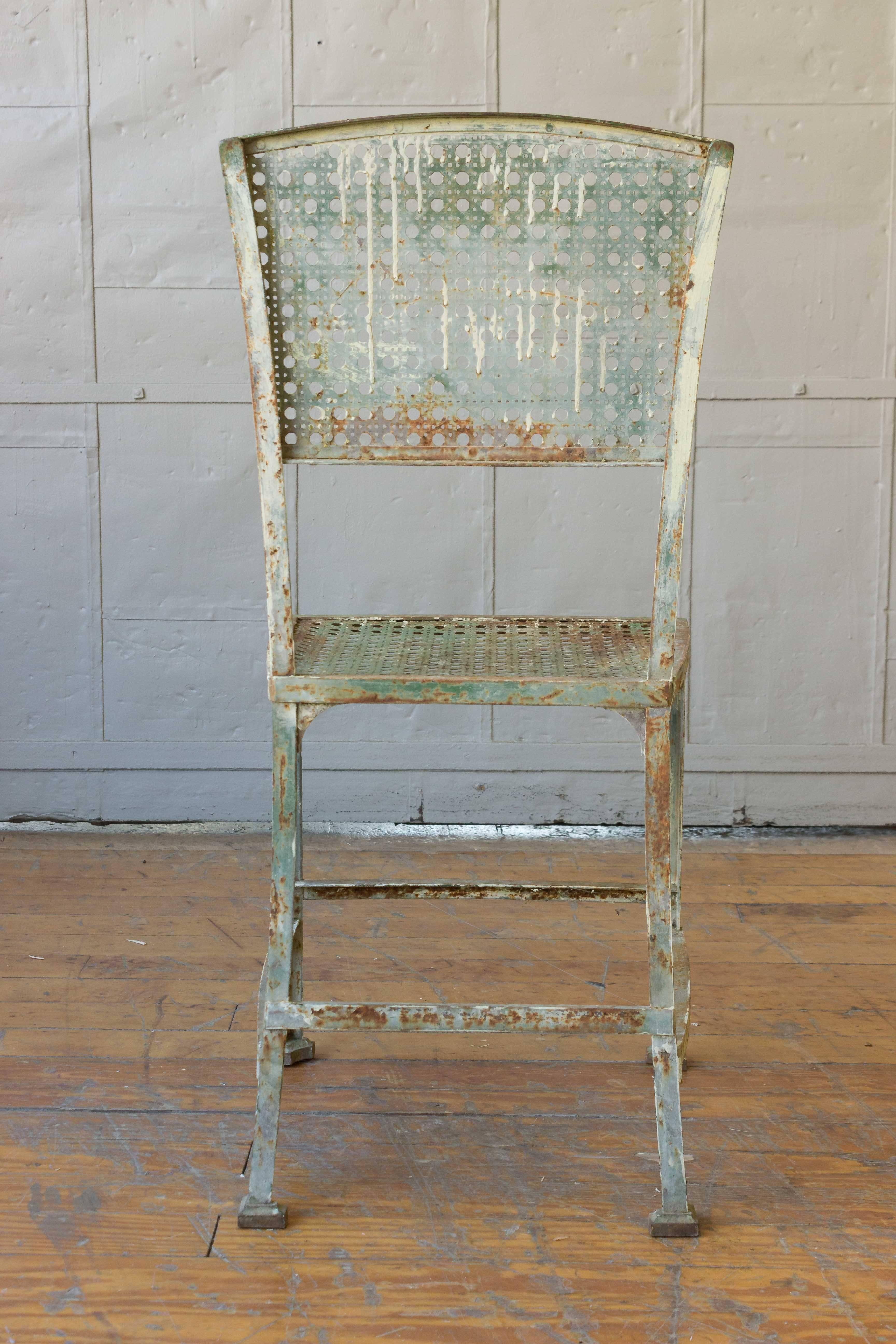 Pair of Iron Industrial Chairs with Original Paint 2