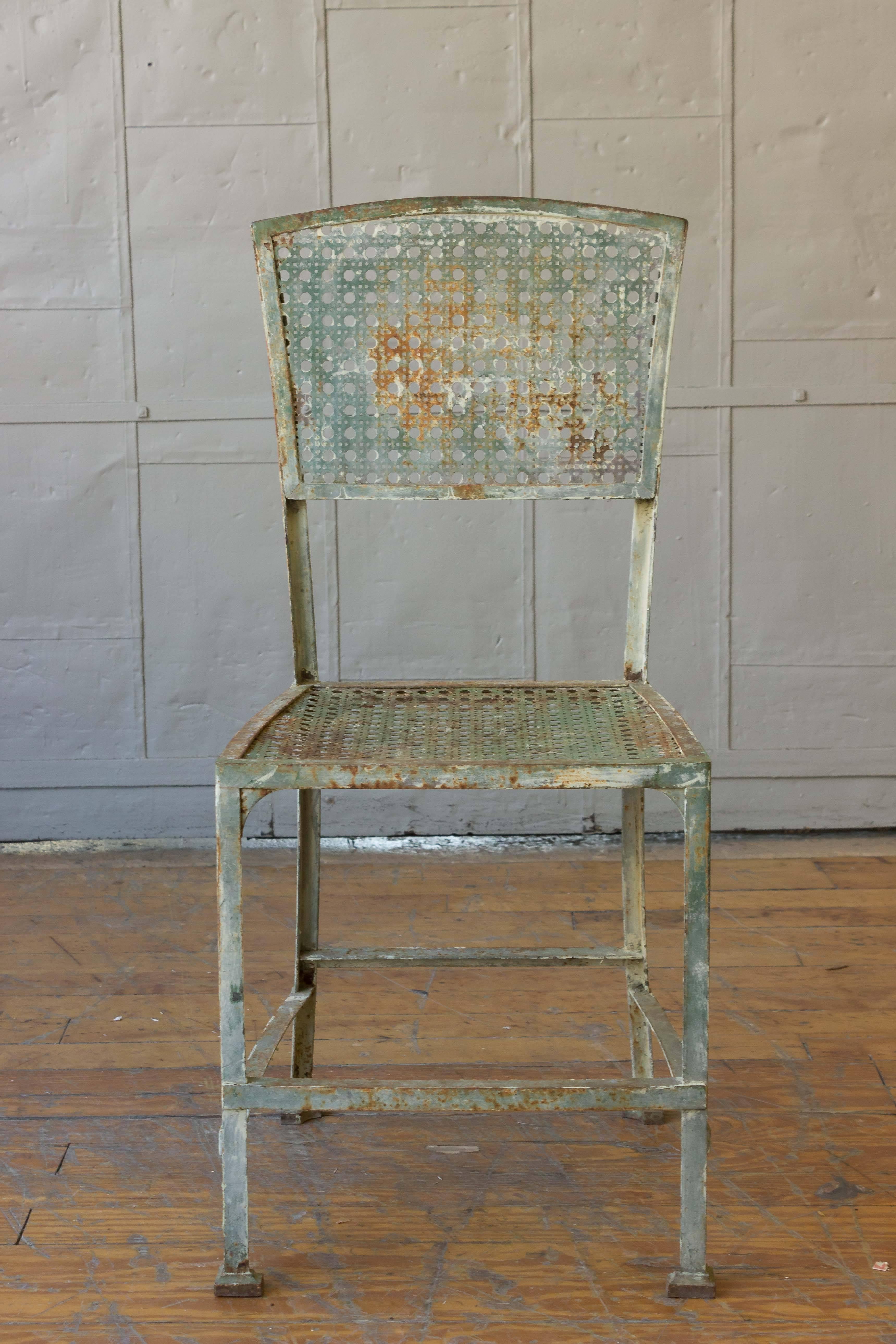 Pair of Iron Industrial Chairs with Original Paint 3