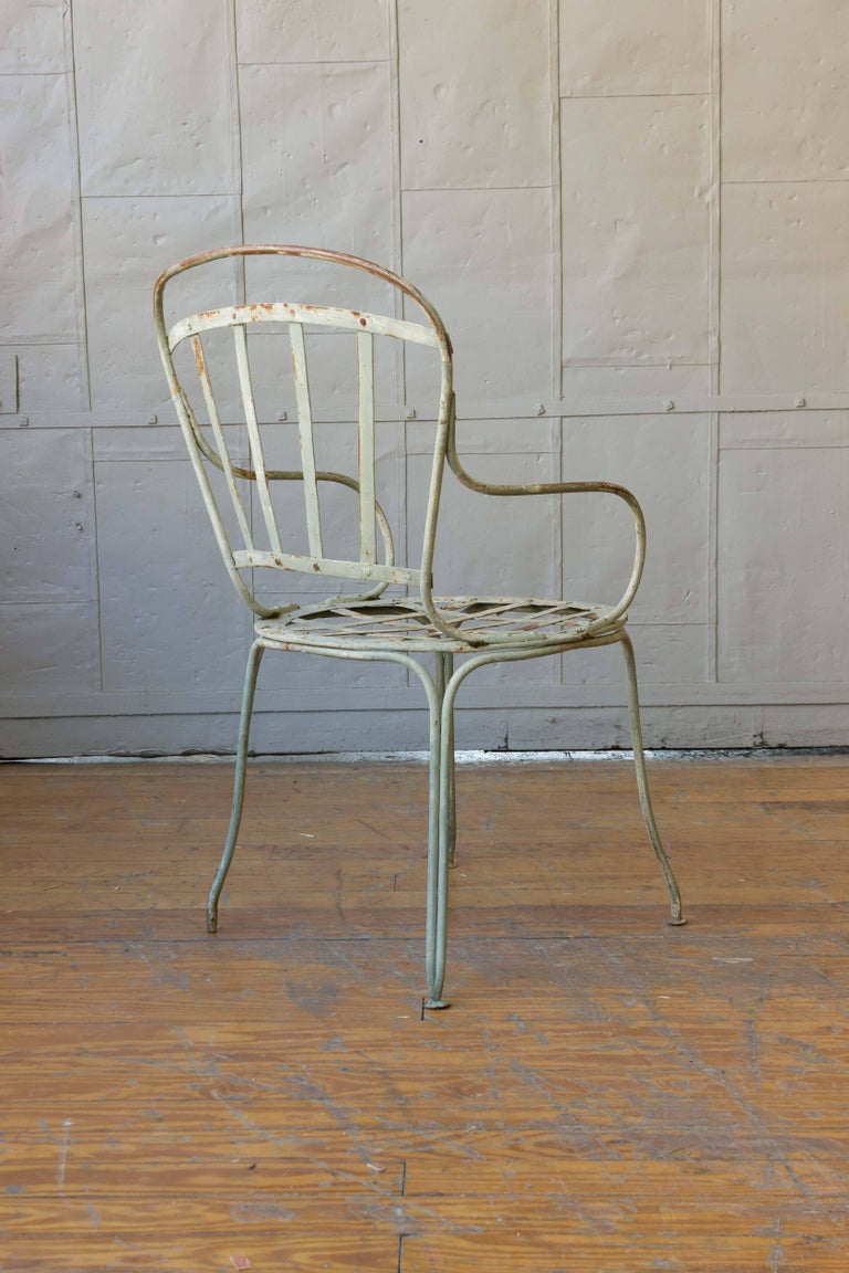 Pair of Iron Painted French Garden Chairs For Sale at 1stdibs