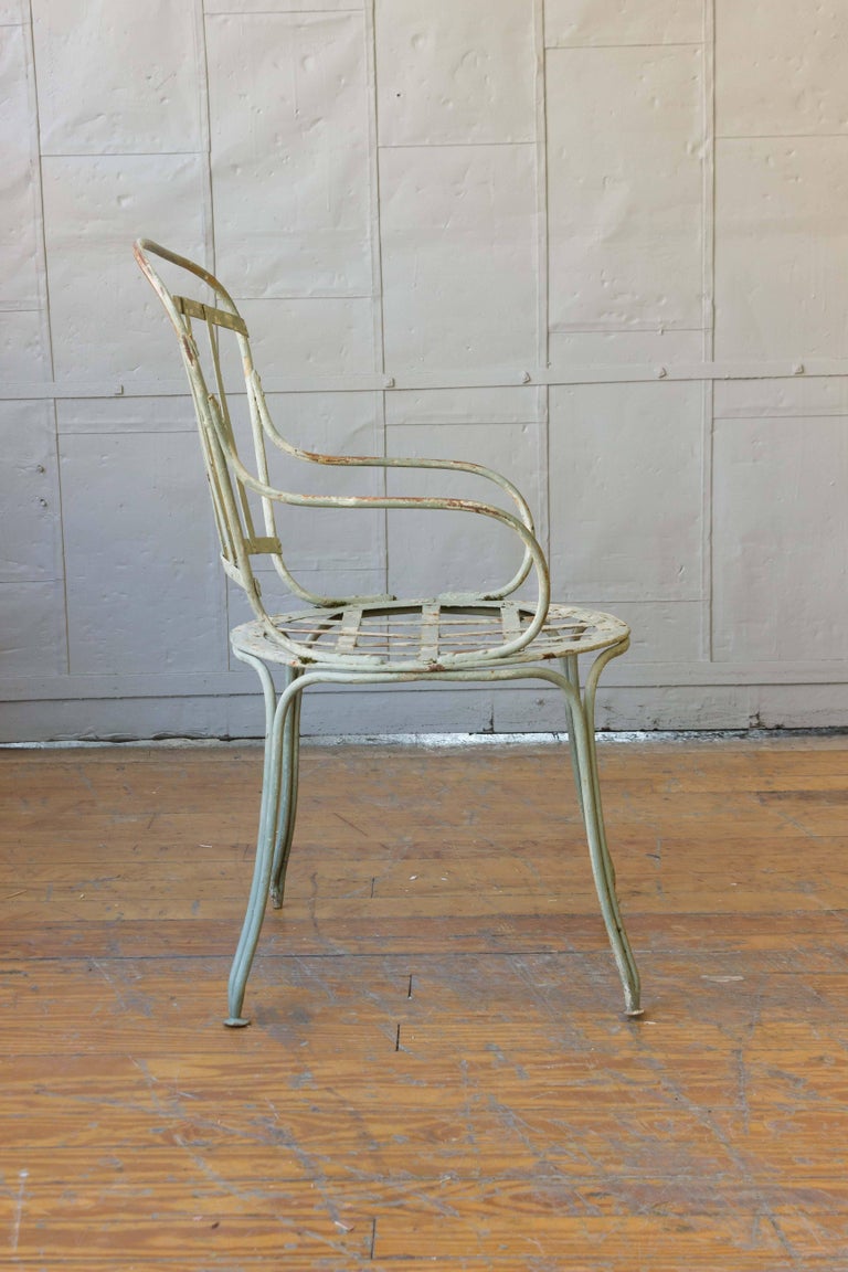 Pair of Iron Painted French Garden Chairs For Sale at 1stdibs