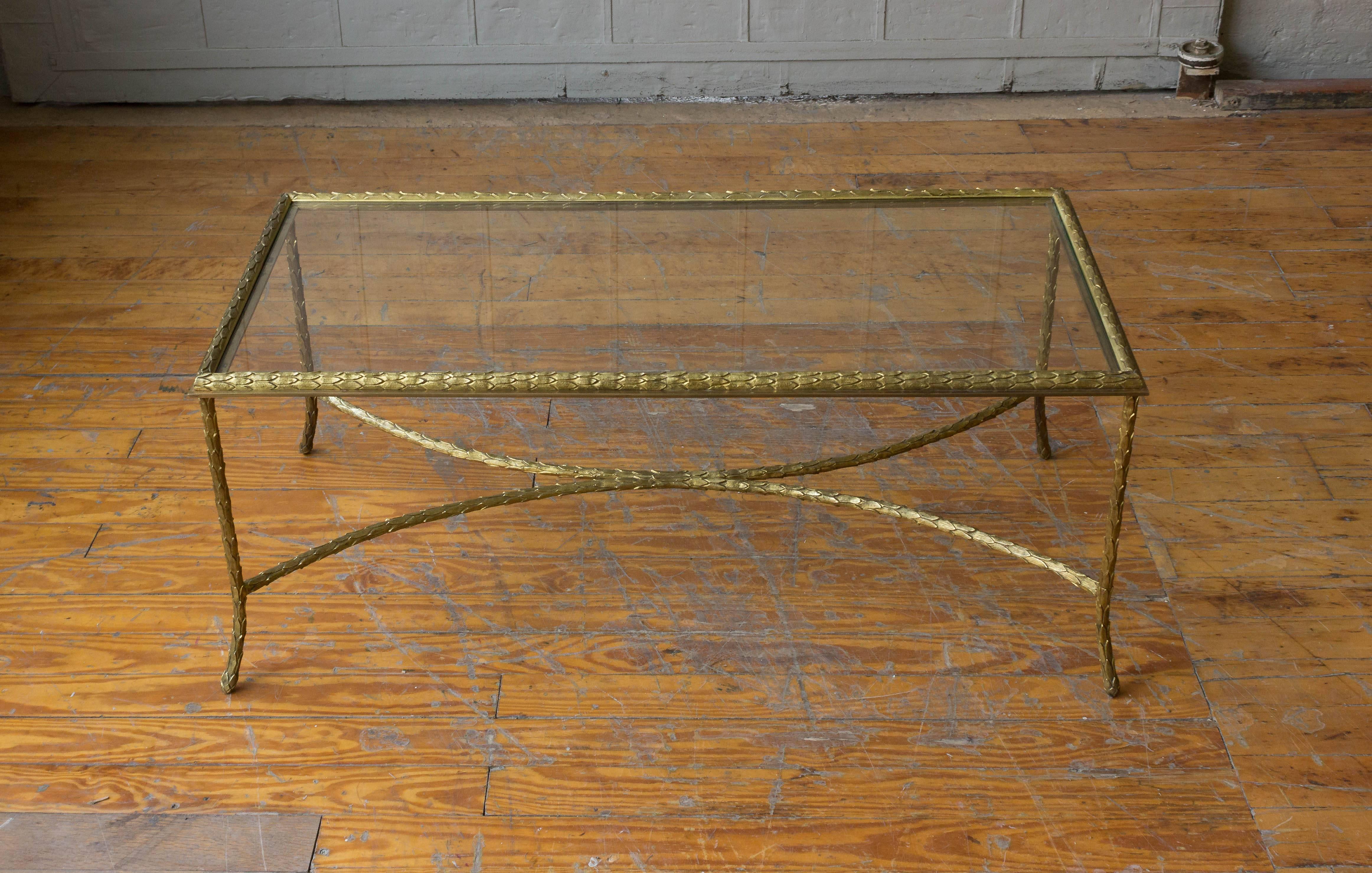 1940s French Gilt Bronze Coffee Table by Maison Baguès 4