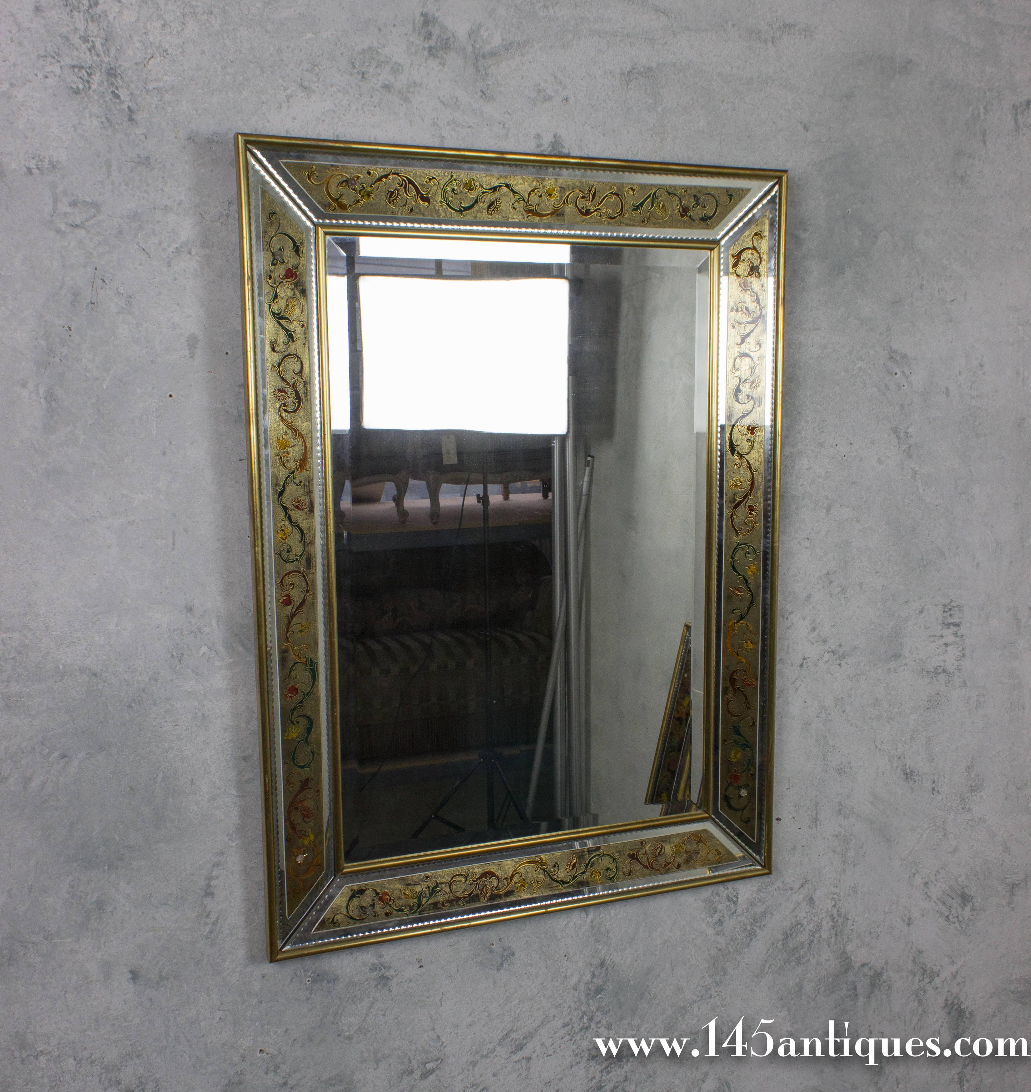 Wood French Reverse Painted Mirror