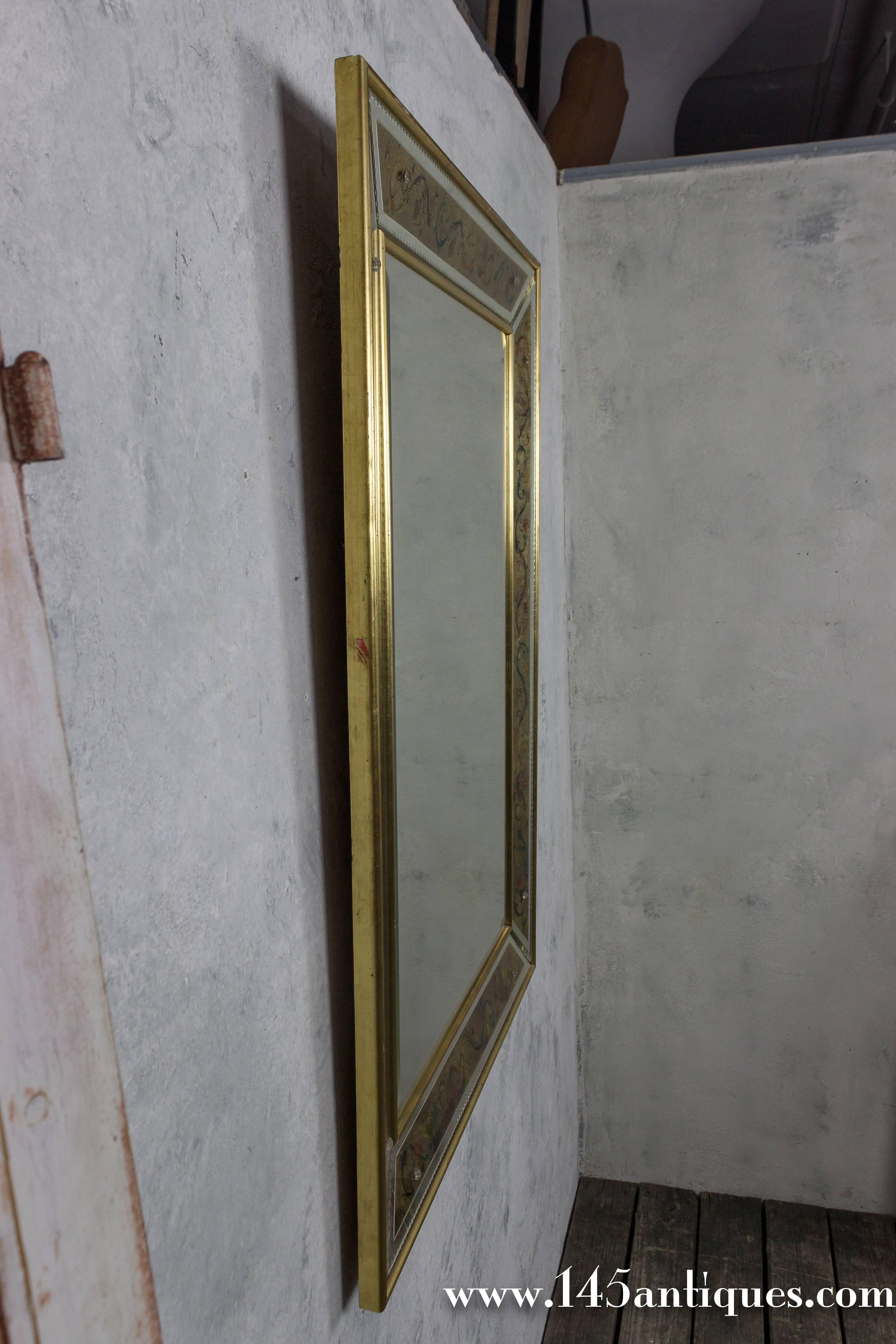 French Reverse Painted Mirror In Excellent Condition In Buchanan, NY